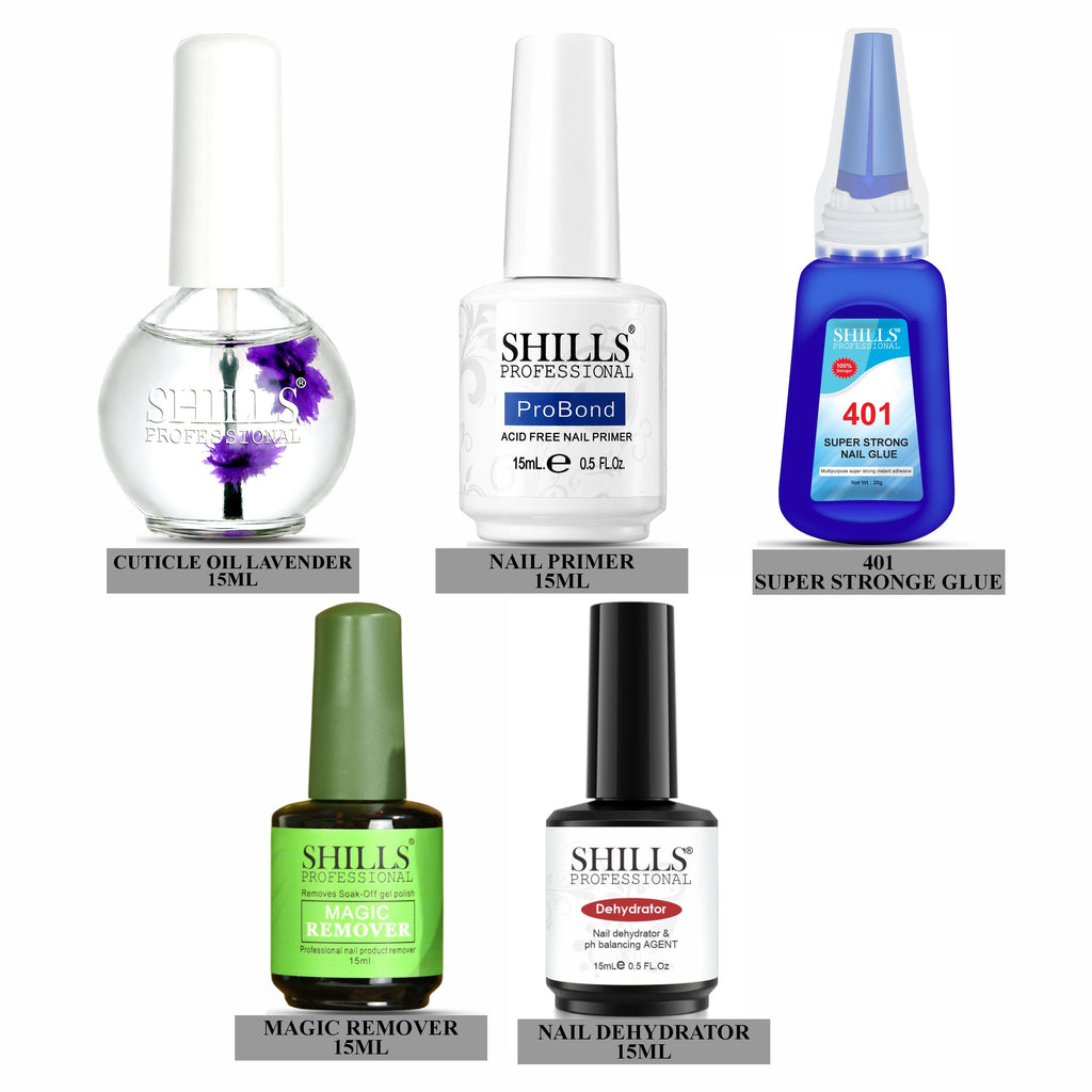 Nail Prep Kit with Dehydrator Primer Cuticle Oil & 401 Glue