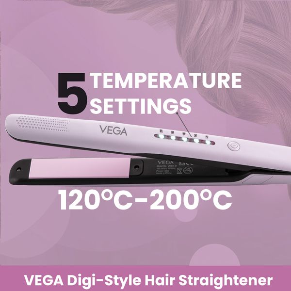5 Temperature Settings in Digi-Style Hair Straightener