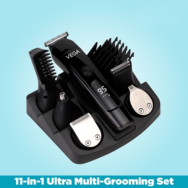 VEGA Men 11-in-1 Ultra Multi-Grooming Set with IPX 6 Showerproof Beard/Hair Trimmer, Nose Trimmer & Body Groomer And Shaver, (VHTH-20)