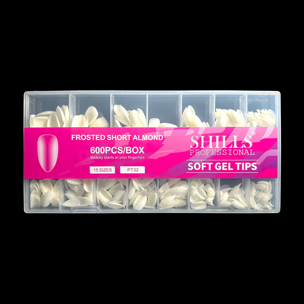 Frosted Short Almond Soft Gel Tips – 600pcs NATURAL