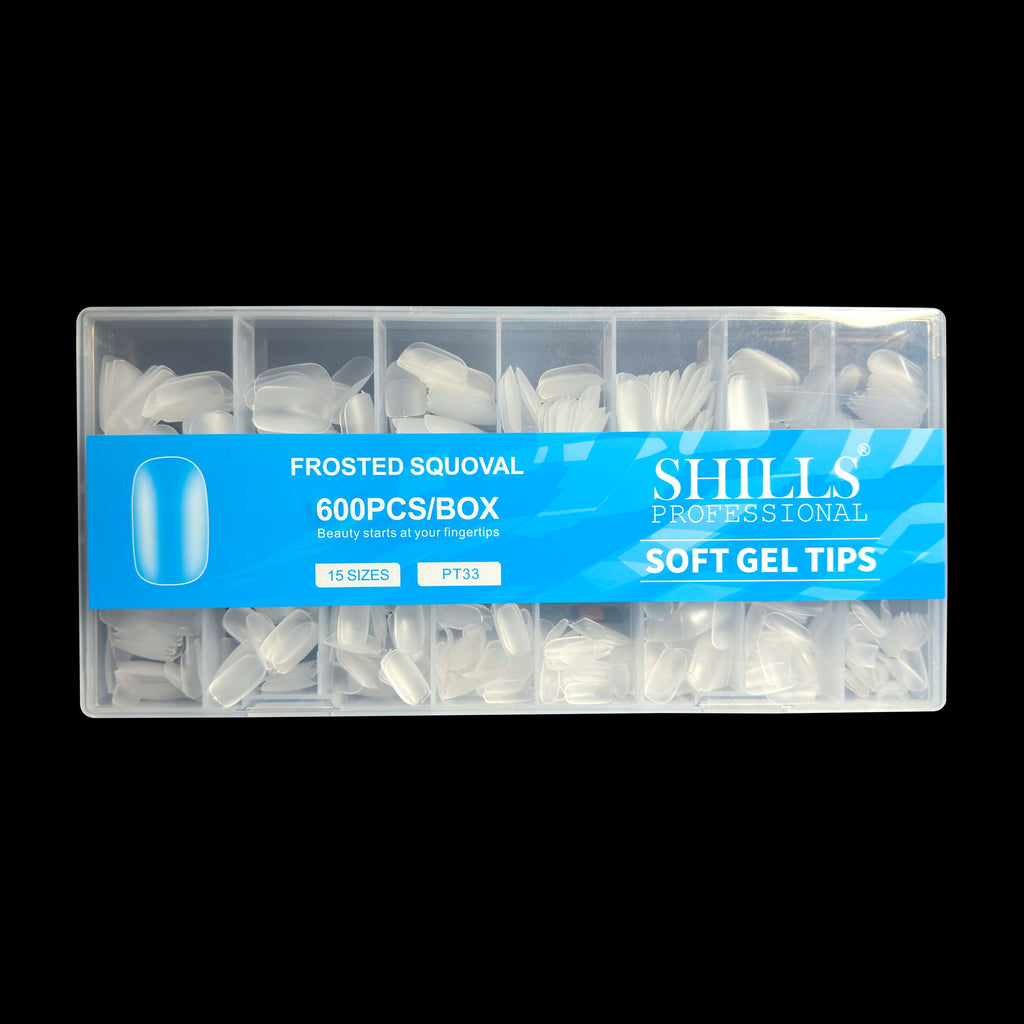 Frosted Squoval Soft Gel Tips – 600pcs CLEAR