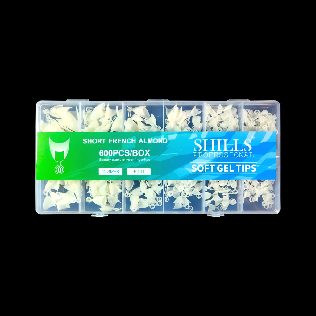 Short French Almond Soft Gel Tips – 600pcs NATURAL