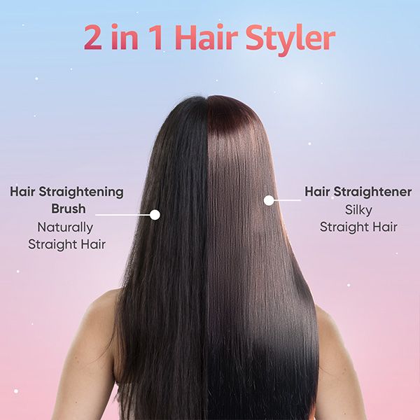 Glam Shine 2 In 1 Hair Straightener & Brush-VHSSB-01
