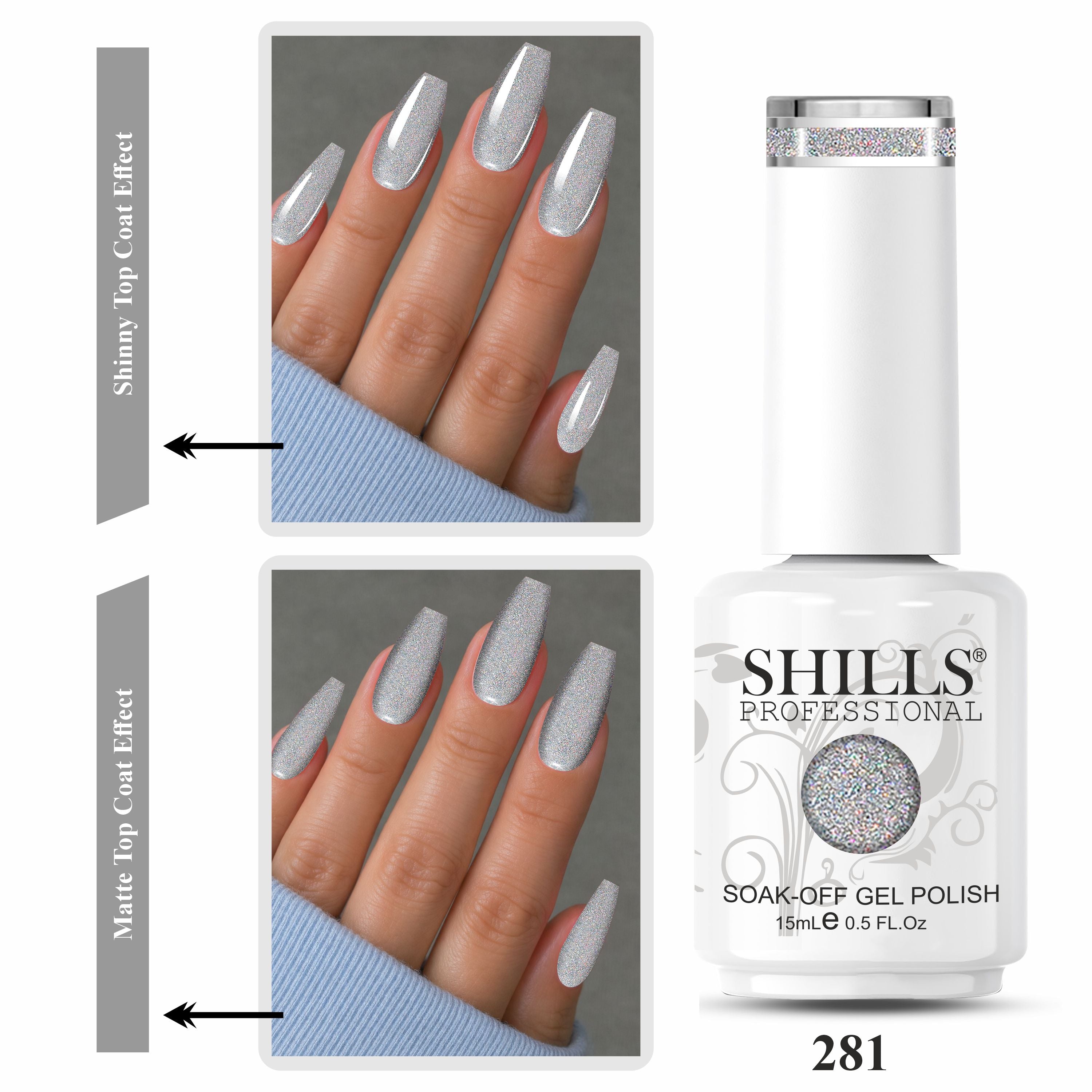 SHILLS PROFESSIONAL UV/LED Shiny Glitter Gel Polish 15ml