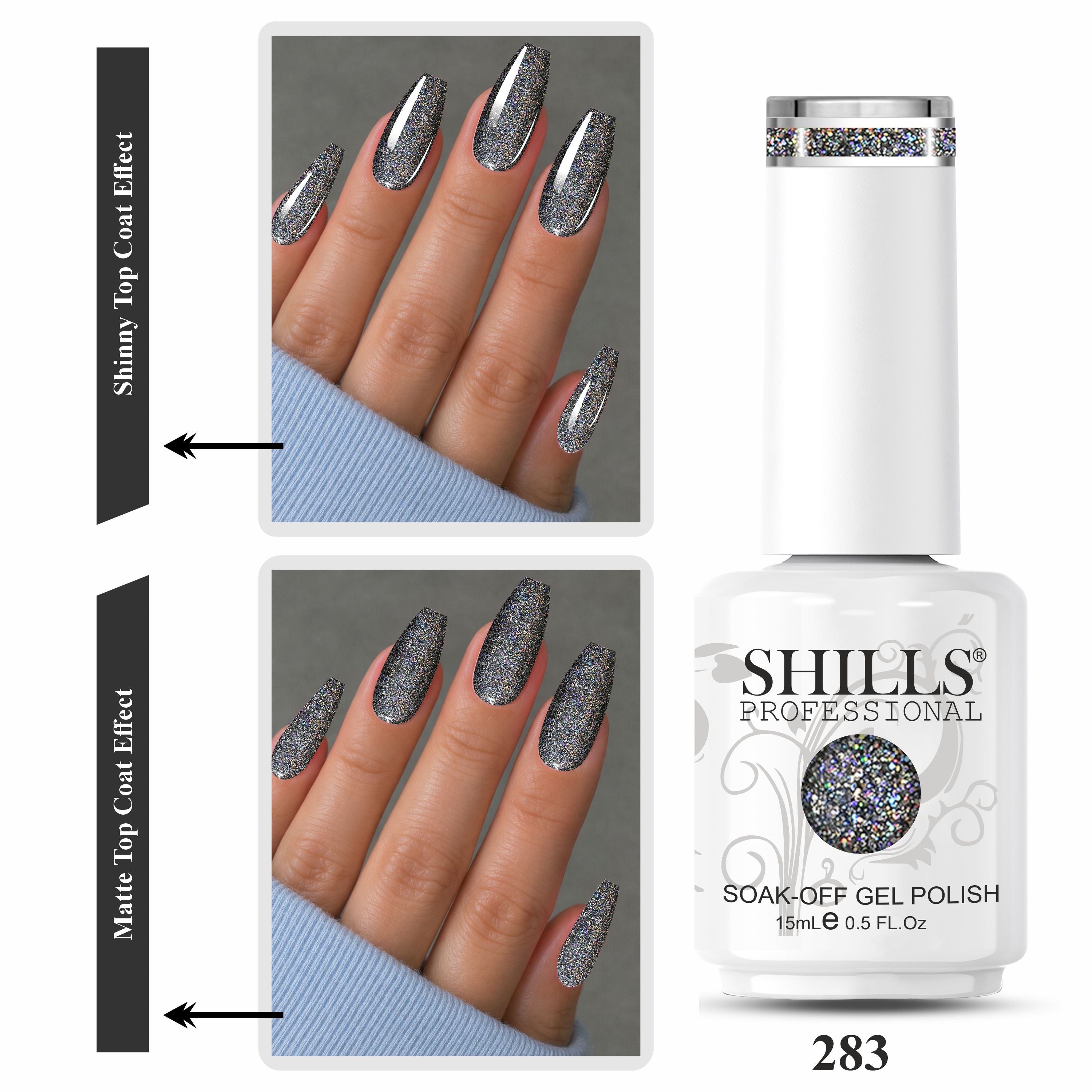 SHILLS PROFESSIONAL UV/LED Shiny Glitter Gel Polish 15ml