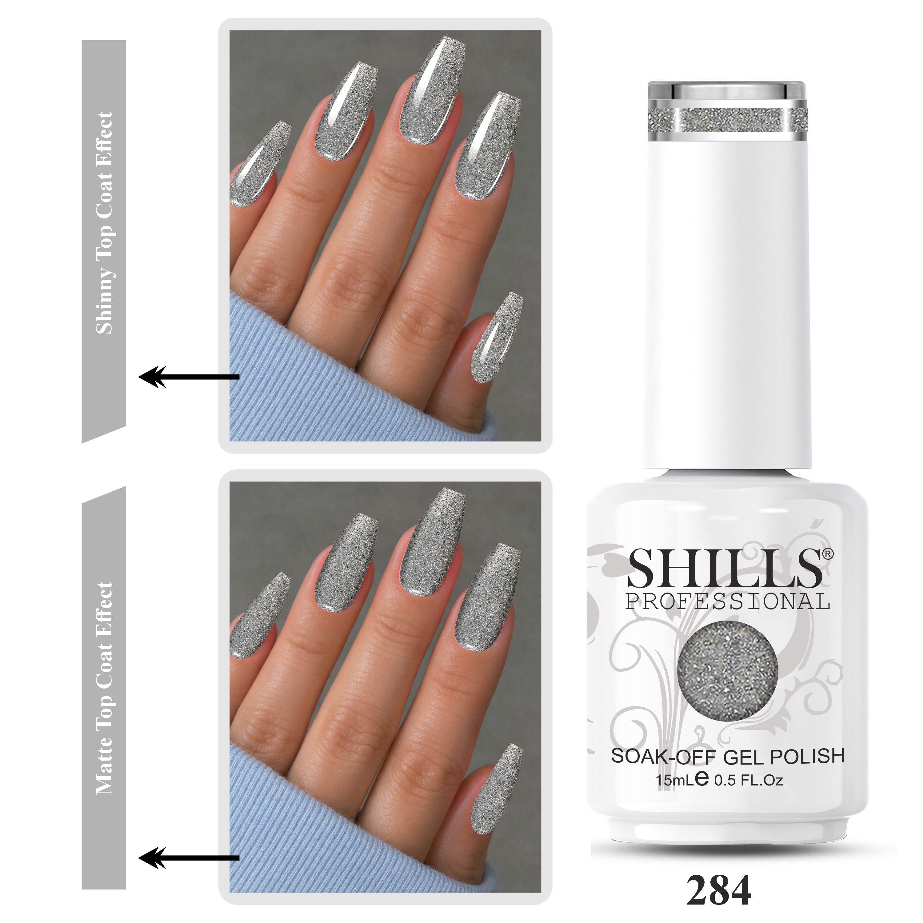 SHILLS PROFESSIONAL UV/LED Shiny Glitter Gel Polish 15ml