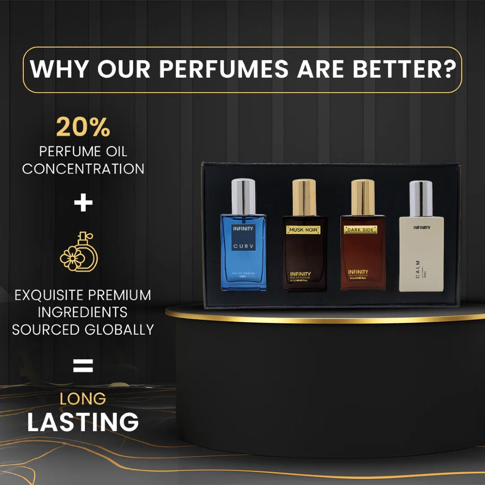 Infinity EDP Perfume Gift Set 30ml Each, Long Lasting Unisex Fragrance Pack of 4
