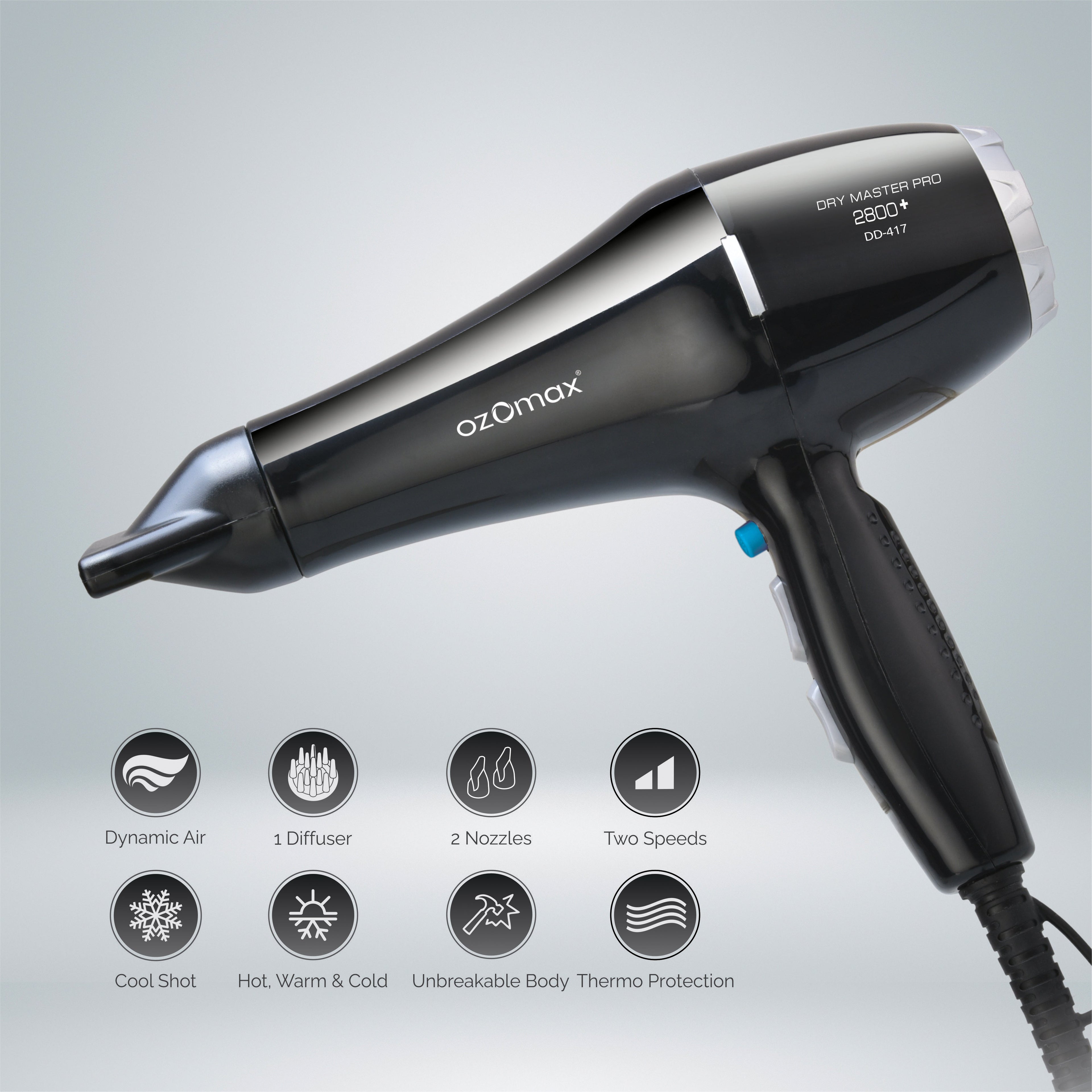 Dry Master Pro Hair Dryer 2800+ with Diffuser