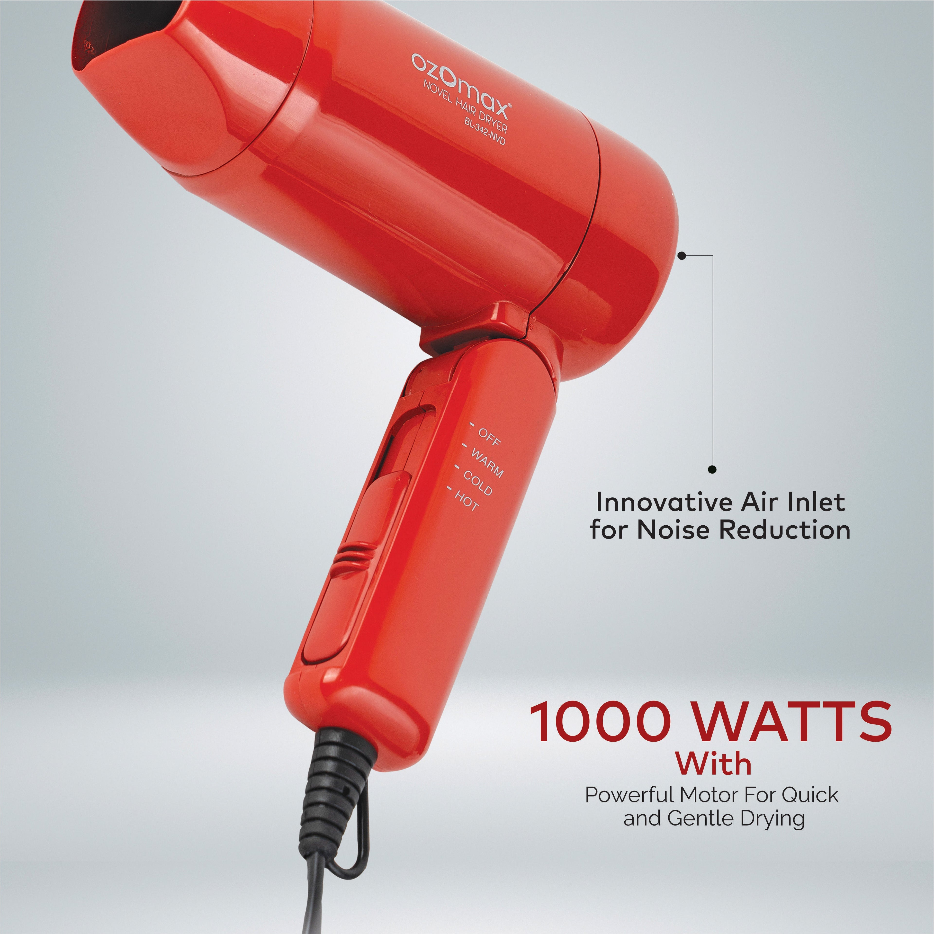 NOVEL HOT & COLD HAIR DRYER 1000 WATT