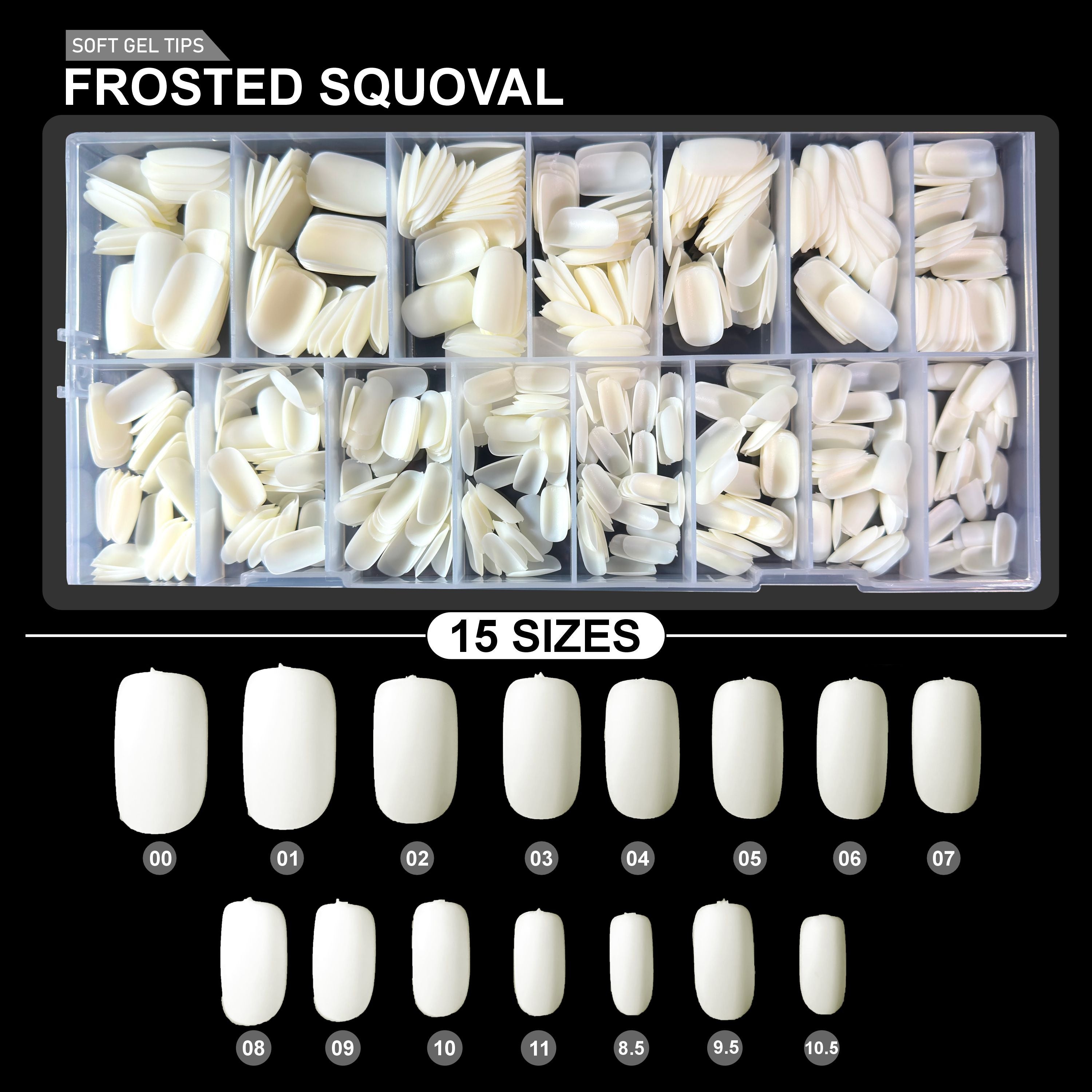 Frosted Squoval Soft Gel Tips – 600pcs NATURAL