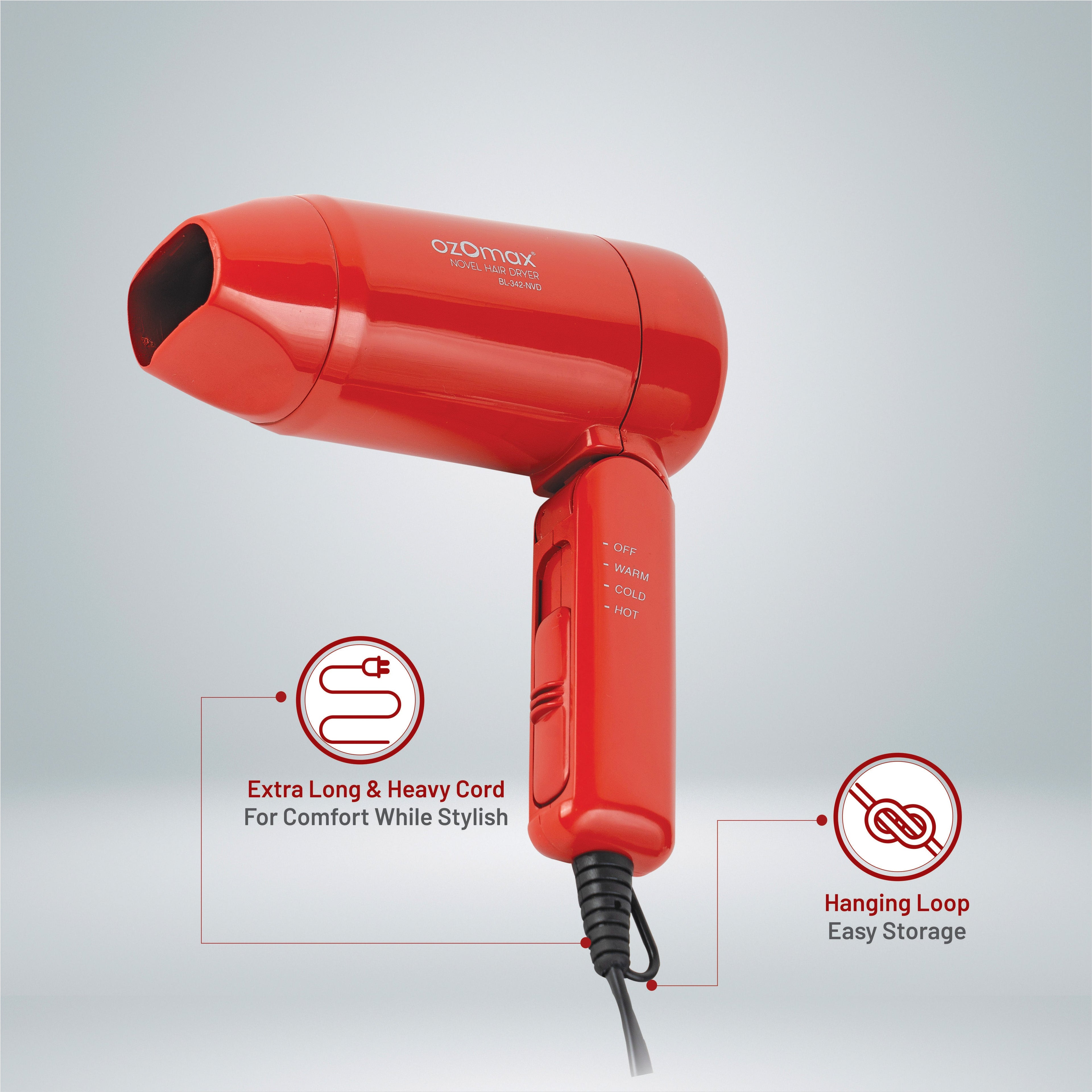 NOVEL HOT & COLD HAIR DRYER 1000 WATT