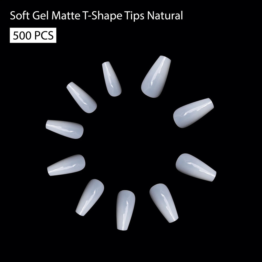 Soft Gel Matte T-Shape Tips-PT19-NATURAL
