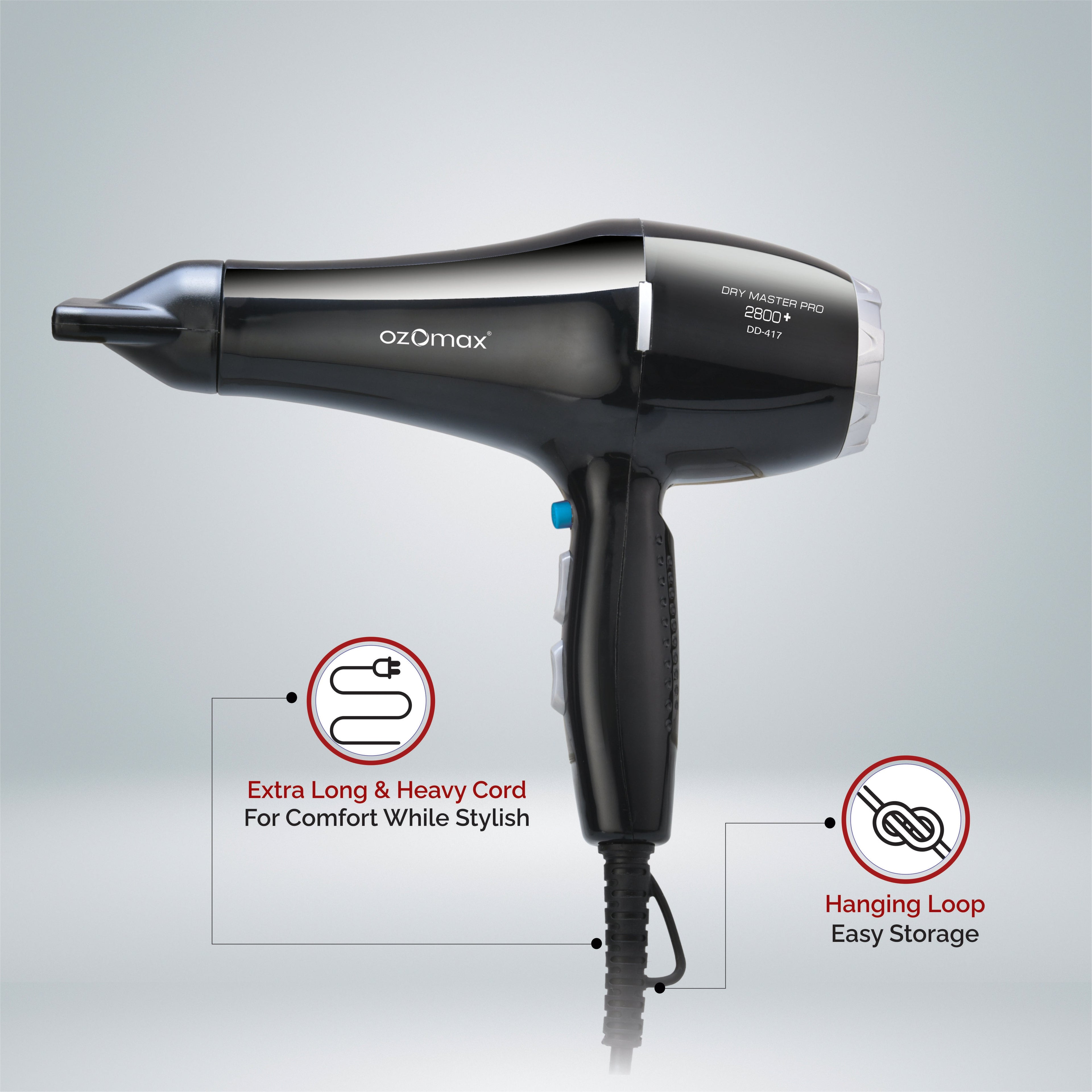 Dry Master Pro Hair Dryer 2800+ with Diffuser