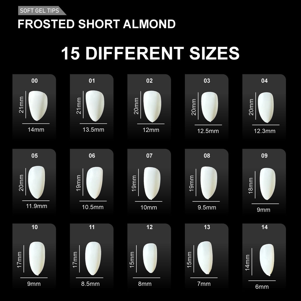 Frosted Short Almond Soft Gel Tips – 600pcs NATURAL