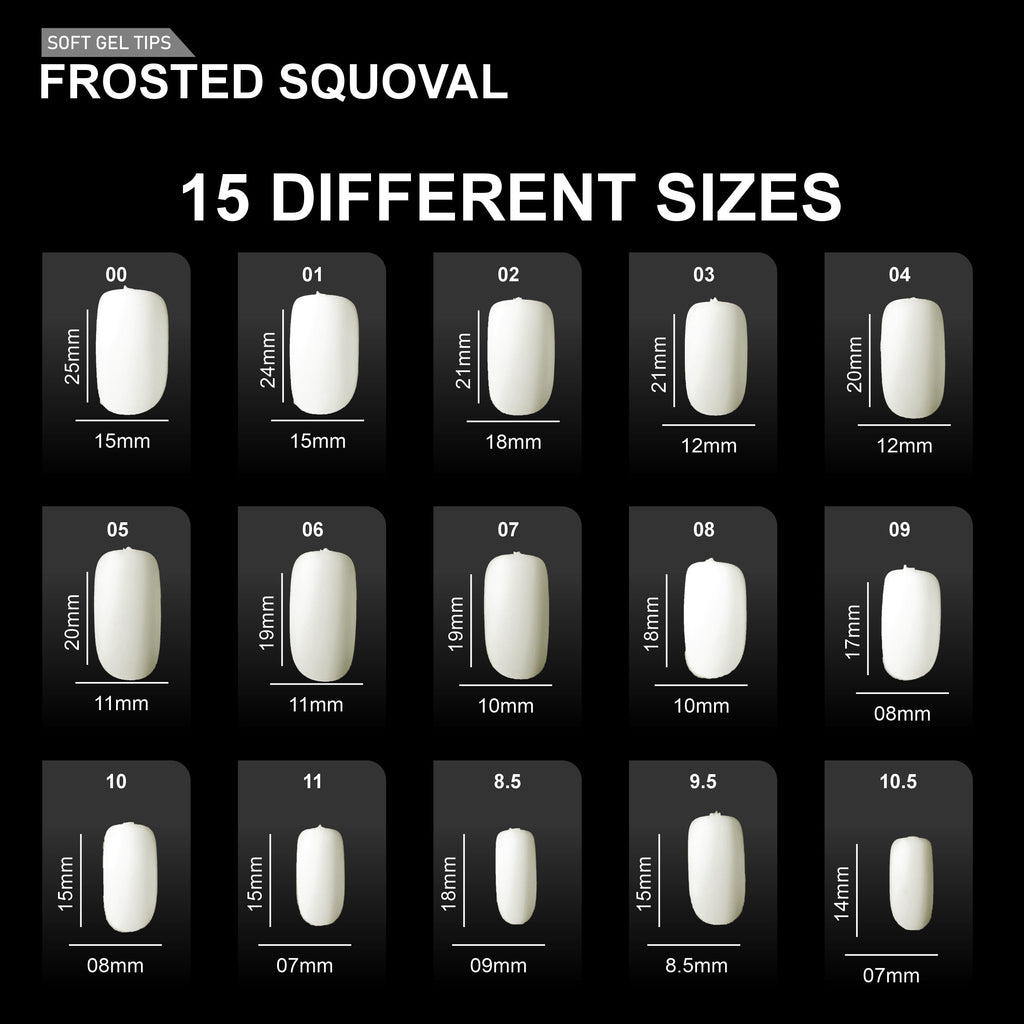 Frosted Squoval Soft Gel Tips – 600pcs NATURAL