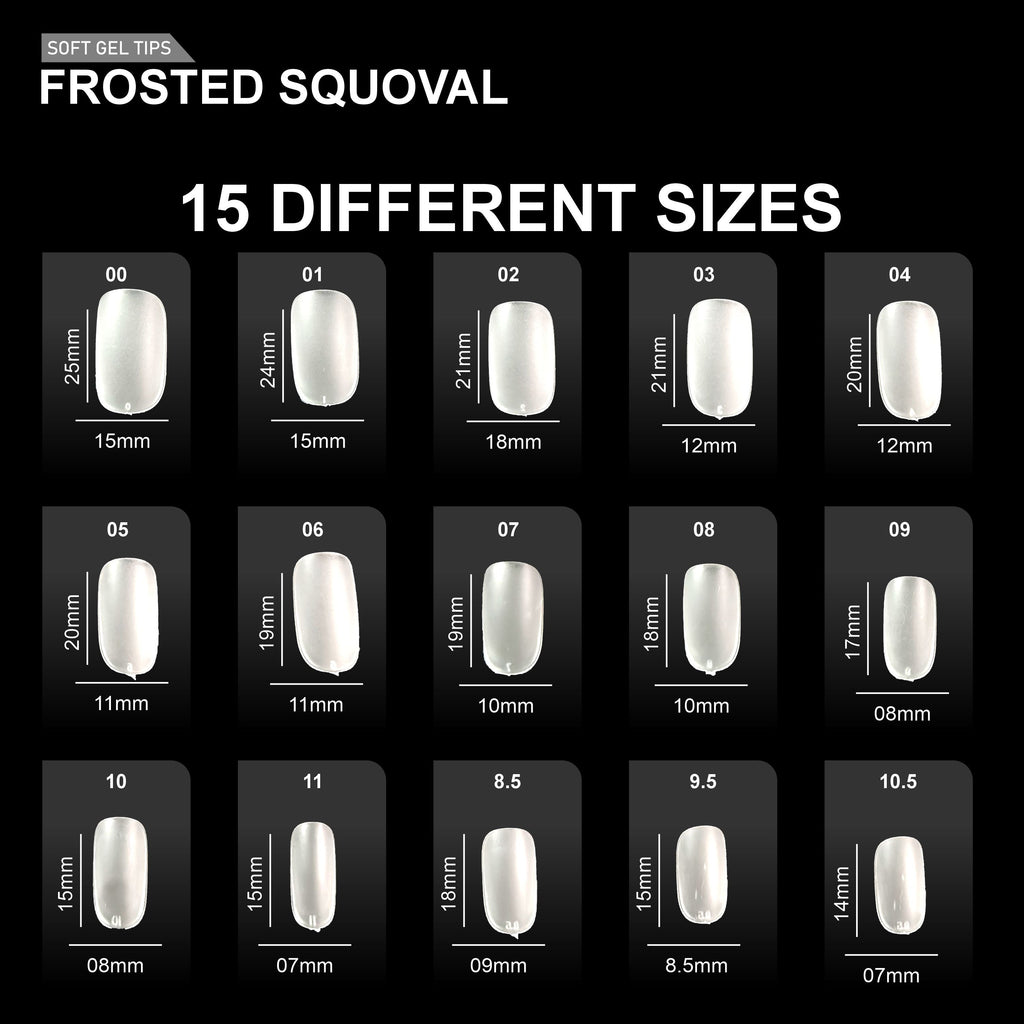 Frosted Squoval Soft Gel Tips – 600pcs CLEAR