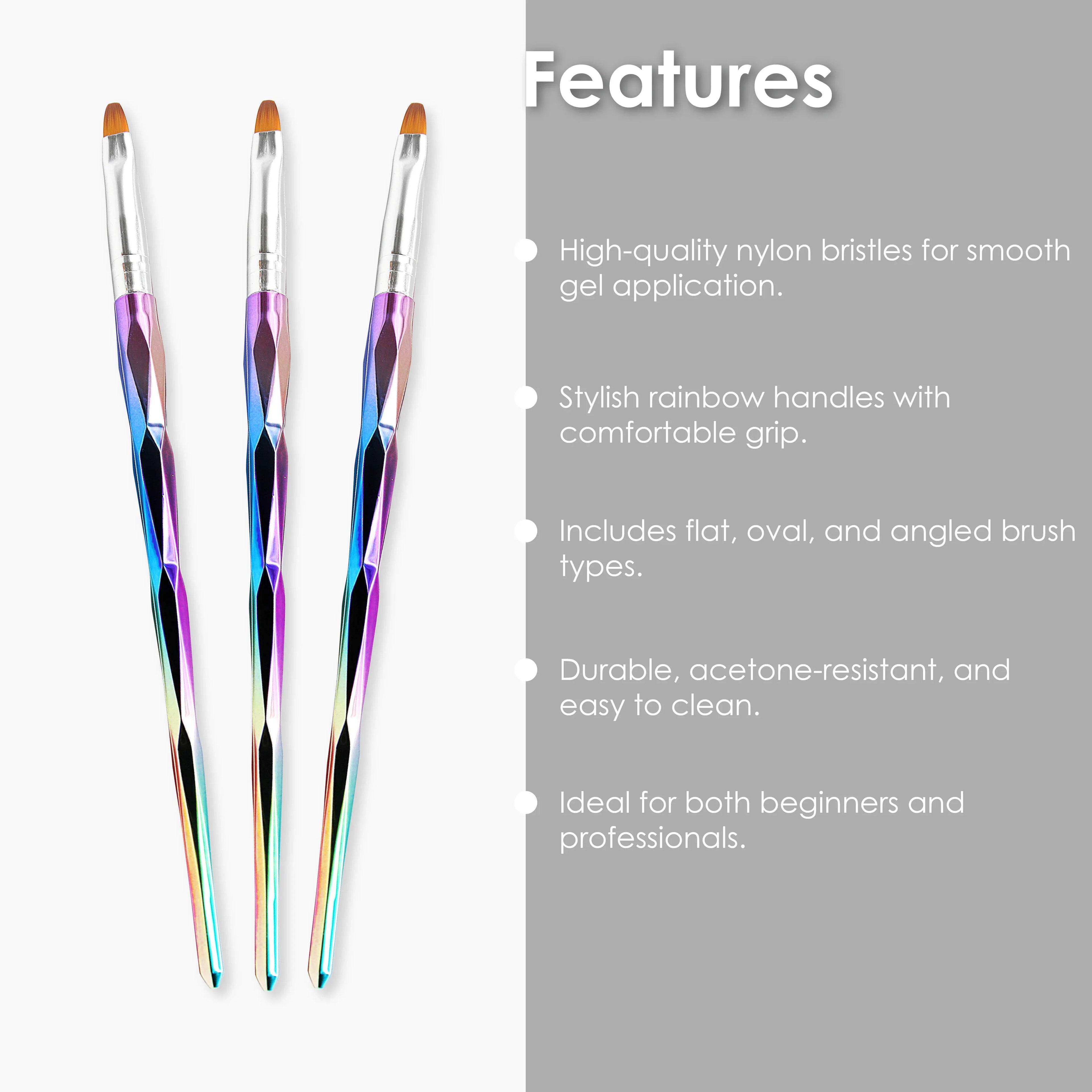 Nail Metal Rainbow Brush