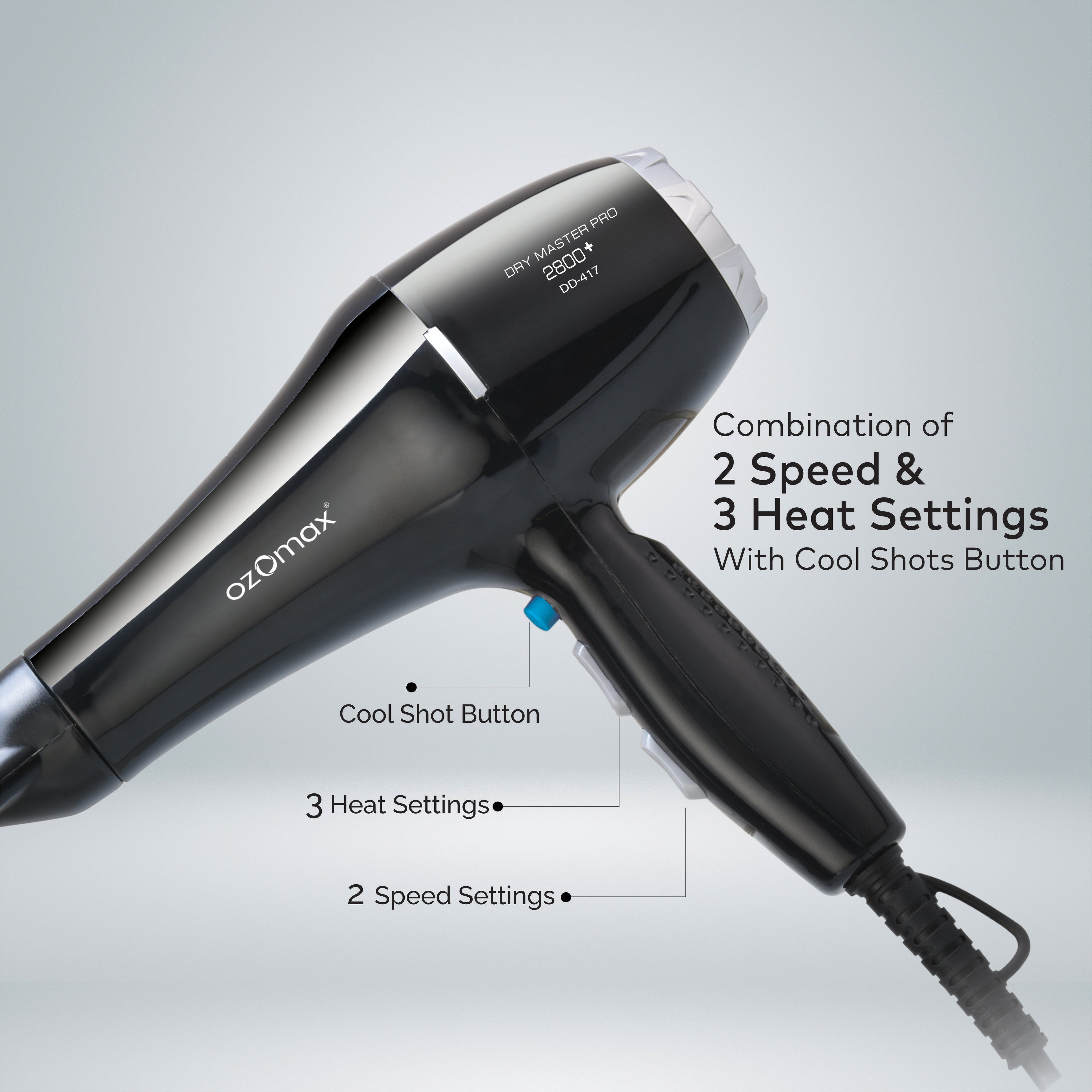 Dry Master Pro Hair Dryer 2800+ with Diffuser