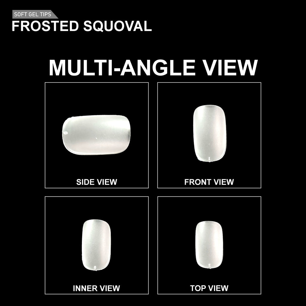 Frosted Squoval Soft Gel Tips – 600pcs CLEAR