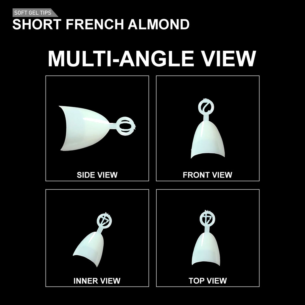 Short French Almond Soft Gel Tips – 600pcs NATURAL