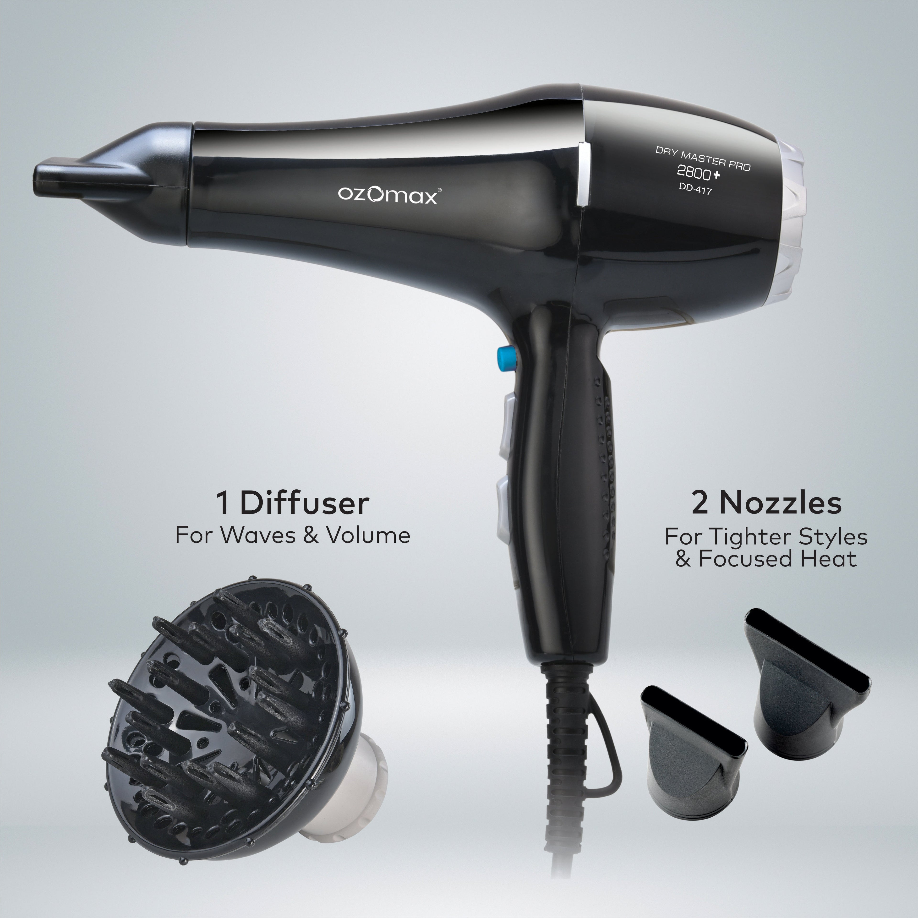 Dry Master Pro Hair Dryer 2800+ with Diffuser