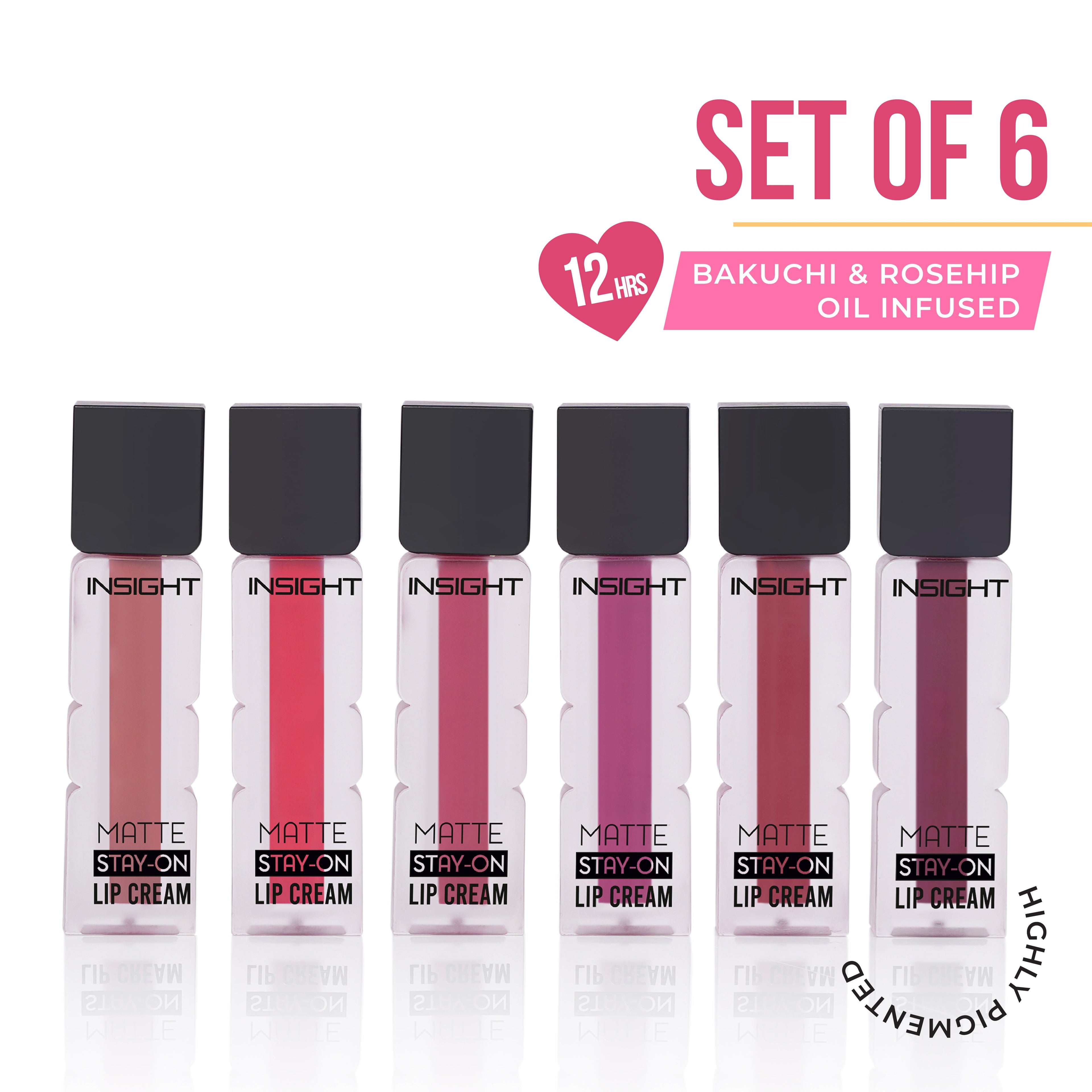 Matte Stay-On Lip Cream (Pack of 6)