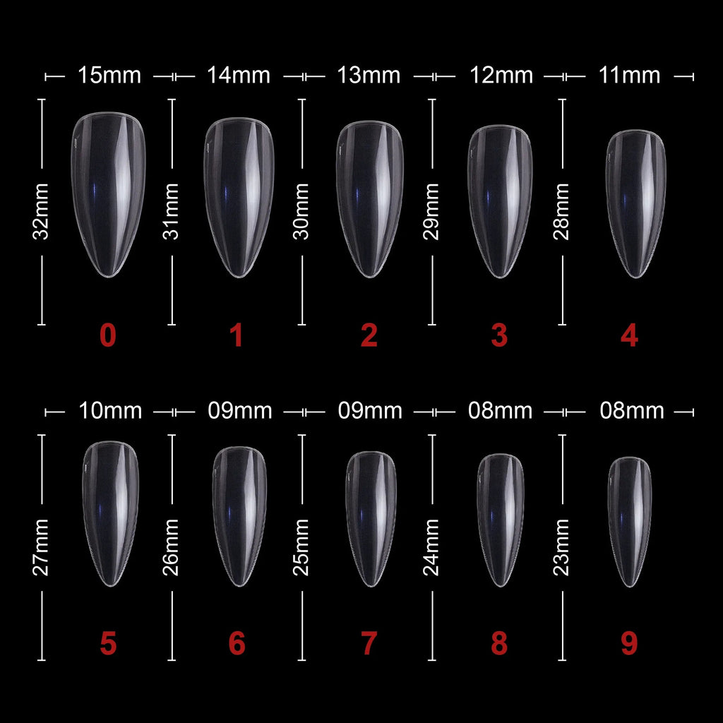 PKT 500pcs Almond Nail Tips Clear