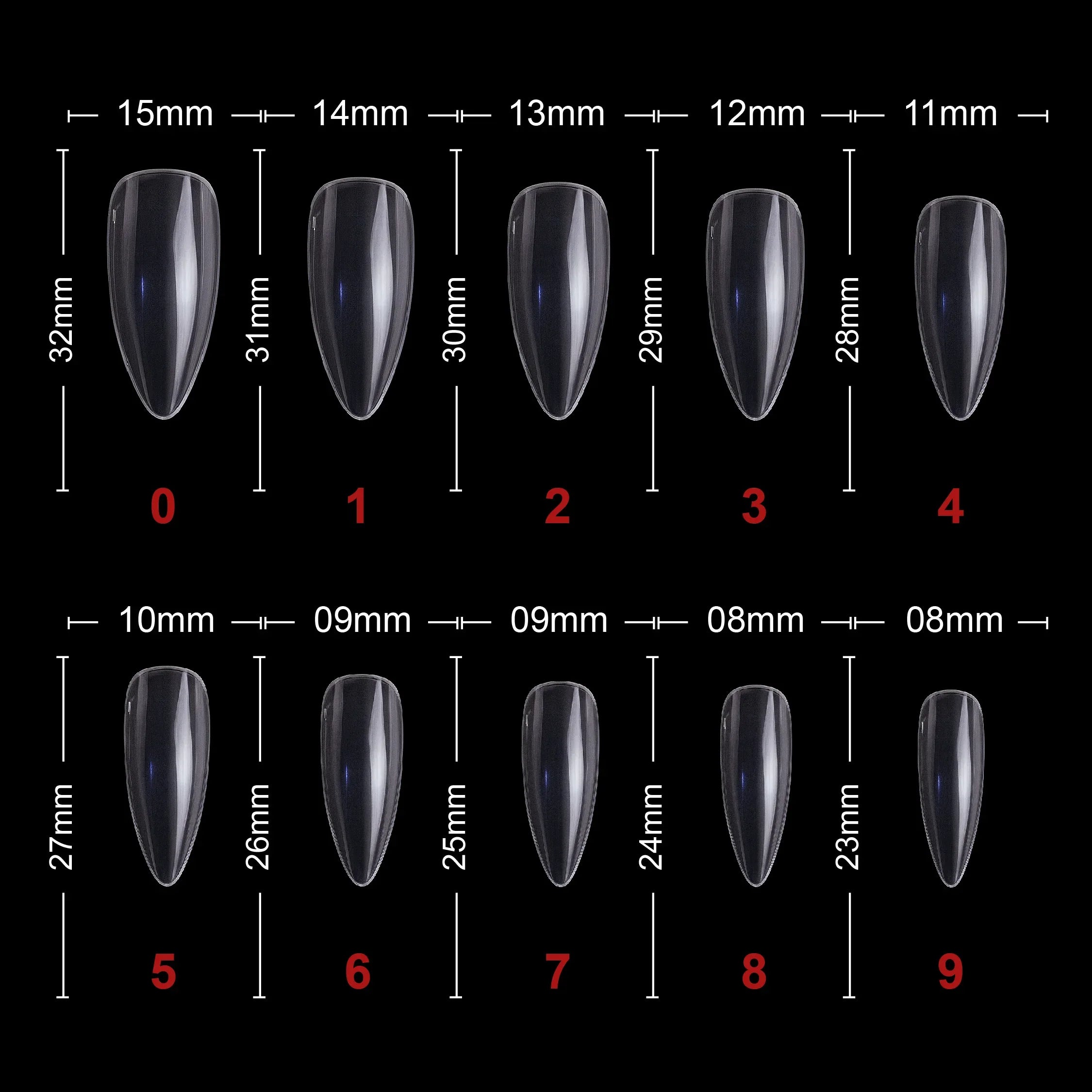 PKT 500pcs Almond Nail Tips Clear