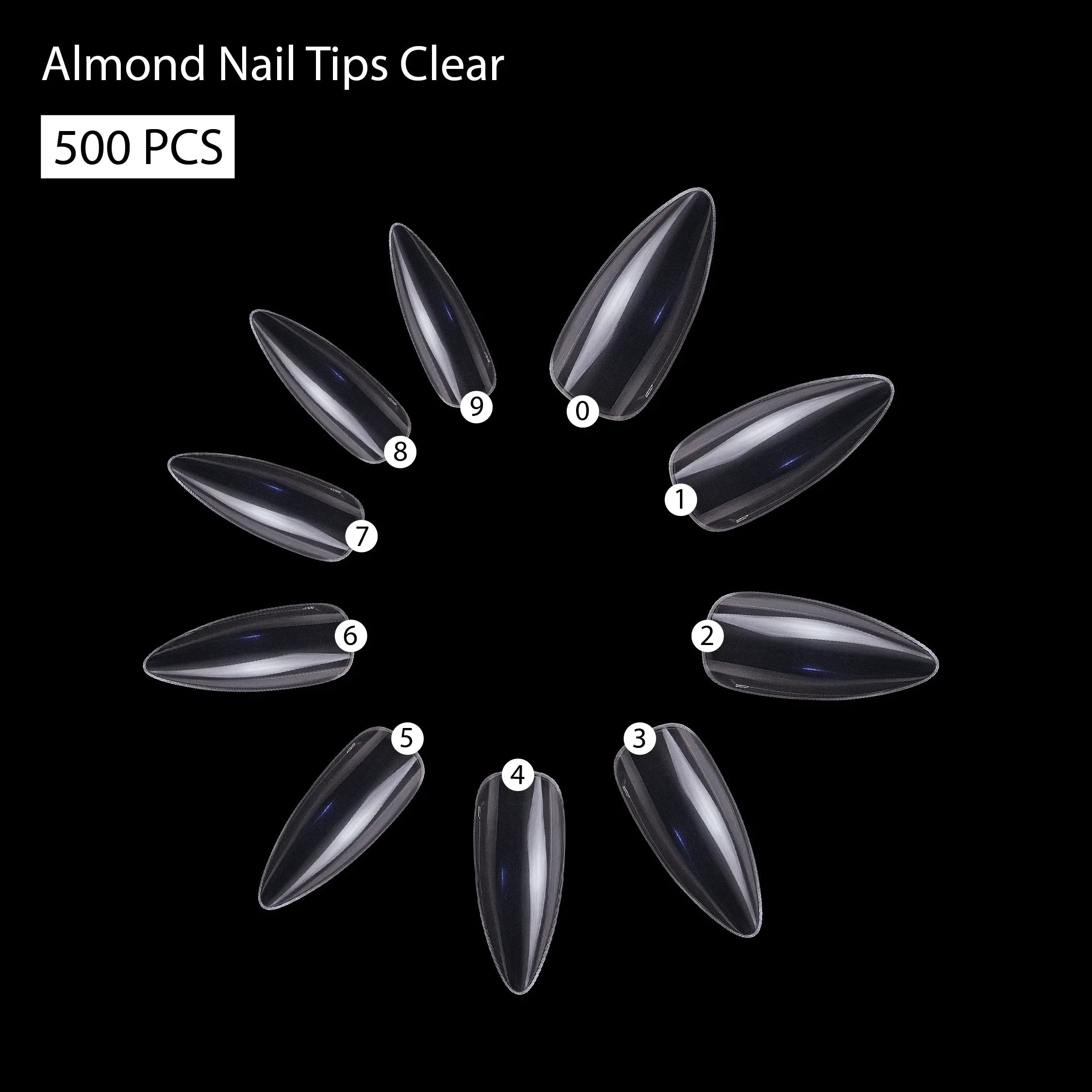 PKT 500pcs Almond Nail Tips Clear