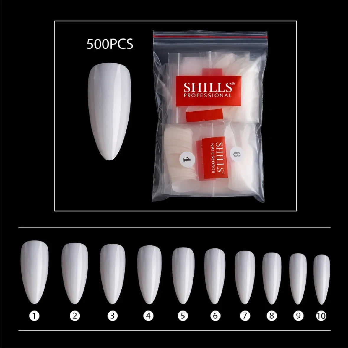 PKT 500pcs Almond Nail Tips Natural