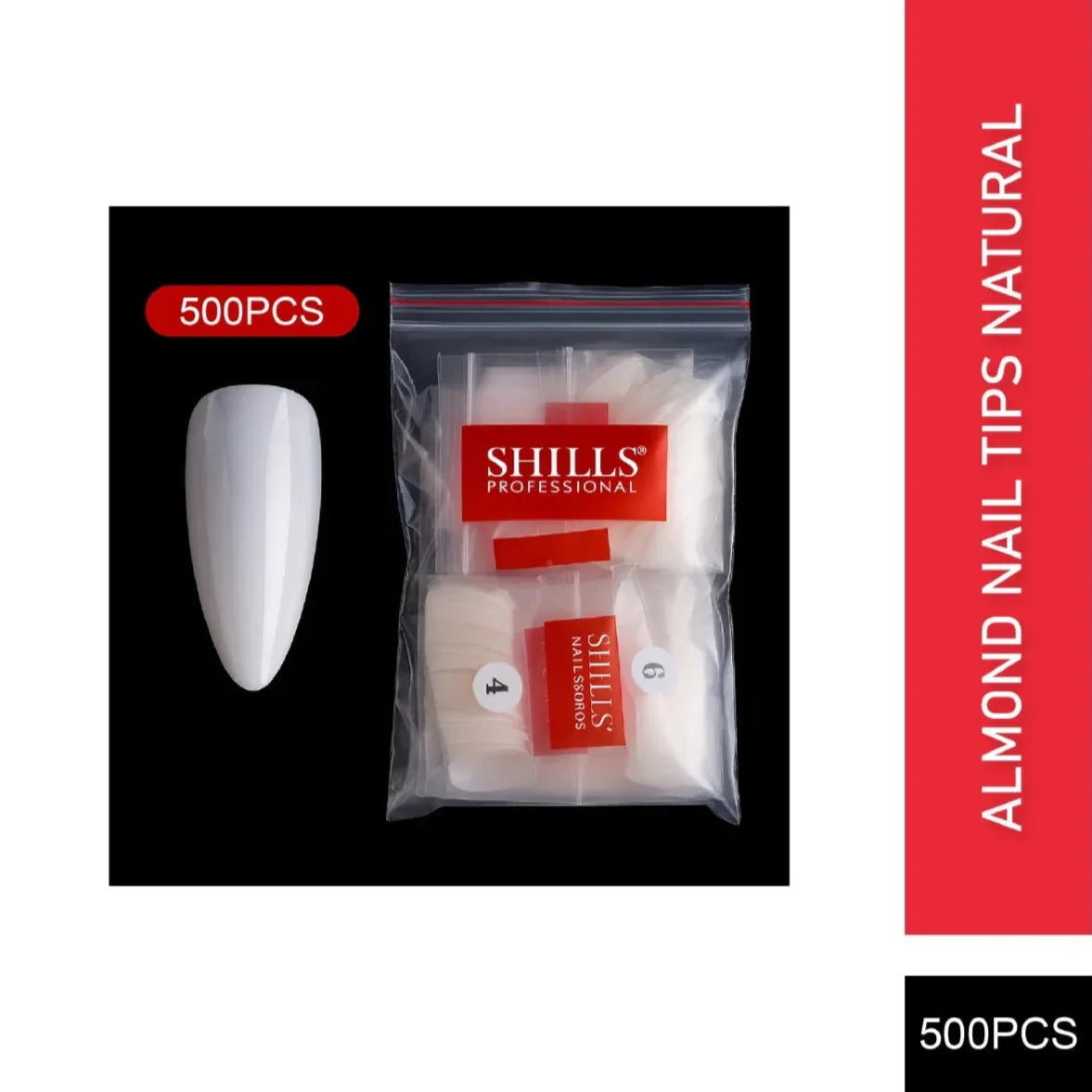 PKT 500pcs Almond Nail Tips Natural