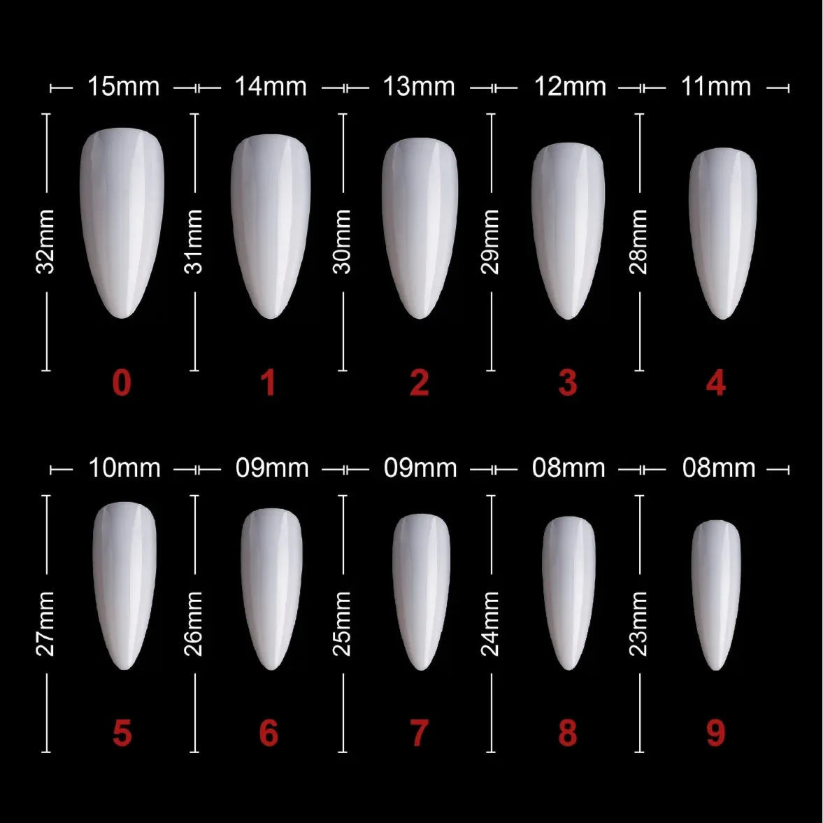 PKT 500pcs Almond Nail Tips Natural