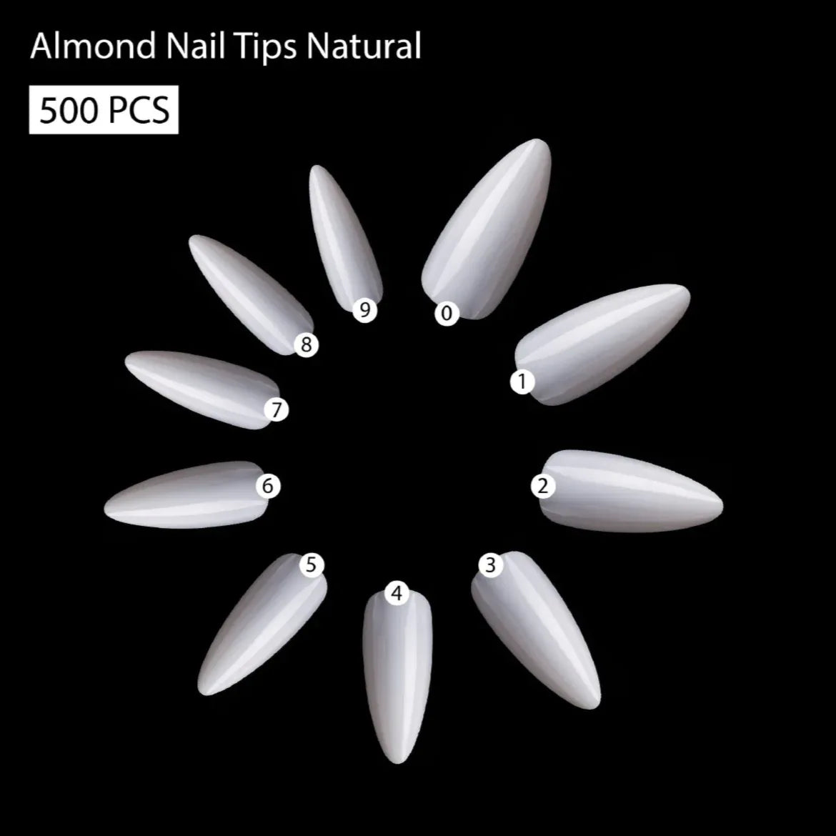 PKT 500pcs Almond Nail Tips Natural