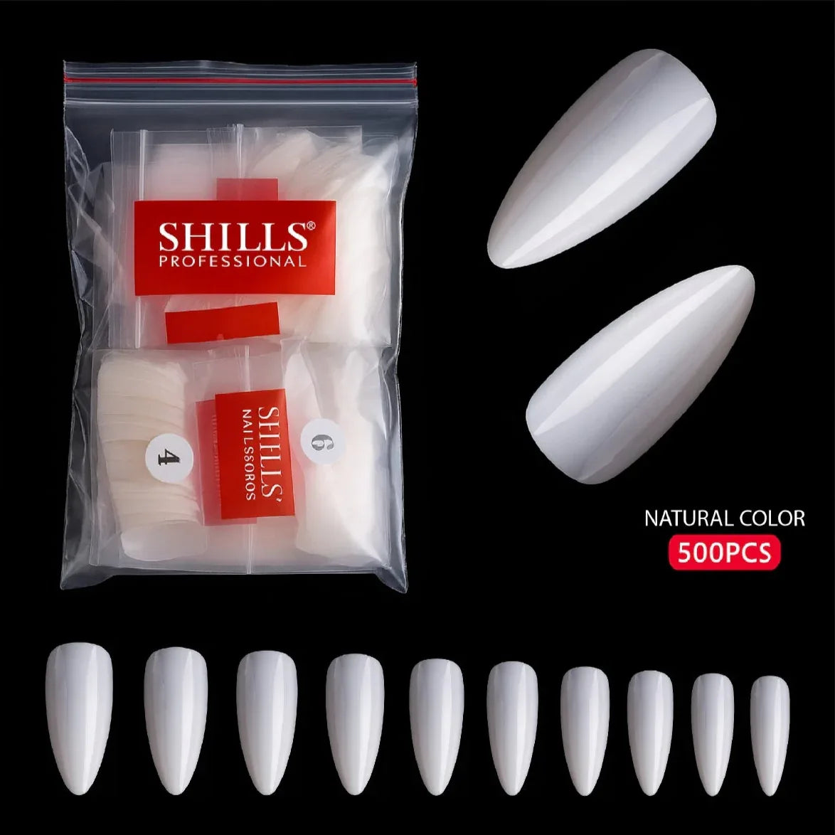 PKT 500pcs Almond Nail Tips Natural
