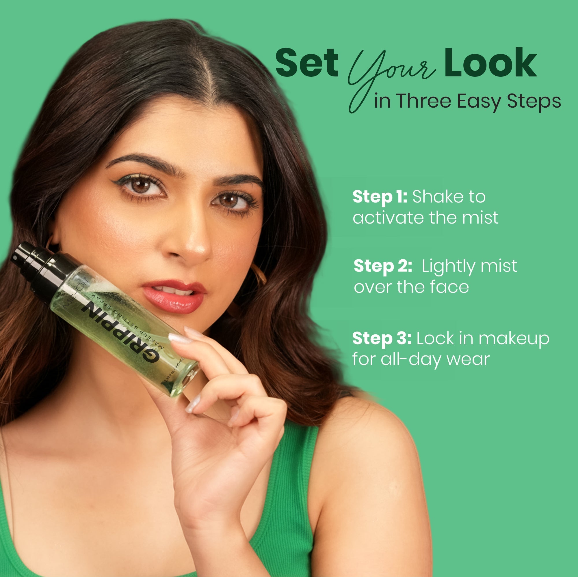 ME-ON Mist & Fix Grippin Makeup Setting Spray Lasting (100ml) | Pro Makeup Fixer| Long Lasting Makeup Setting Spray | Keeps Makeup Intact | Hydrates, Soothes | Niacinamide Vitamin B5 - Brightens dull skin