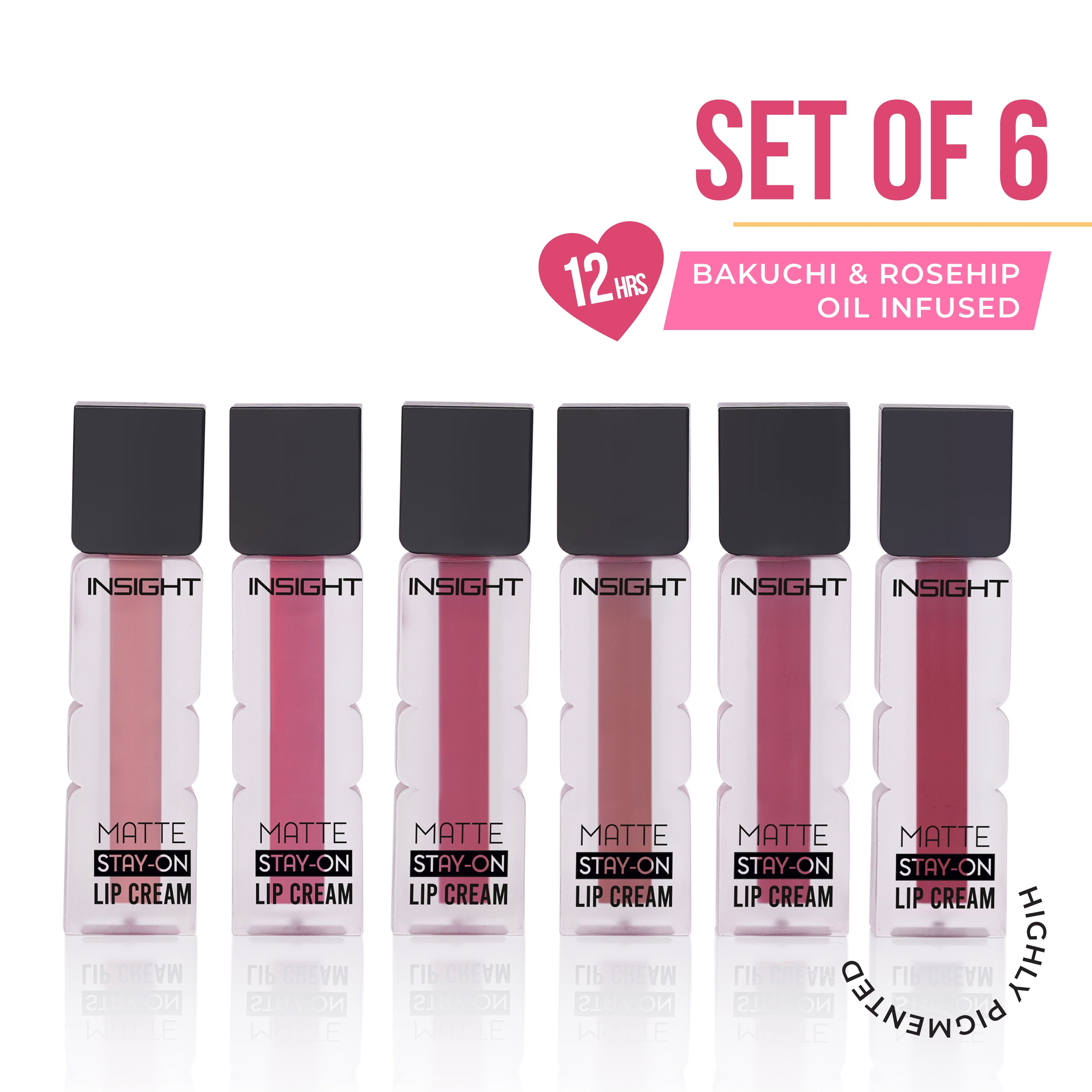 Matte Stay-On Lip Cream (Pack of 6)