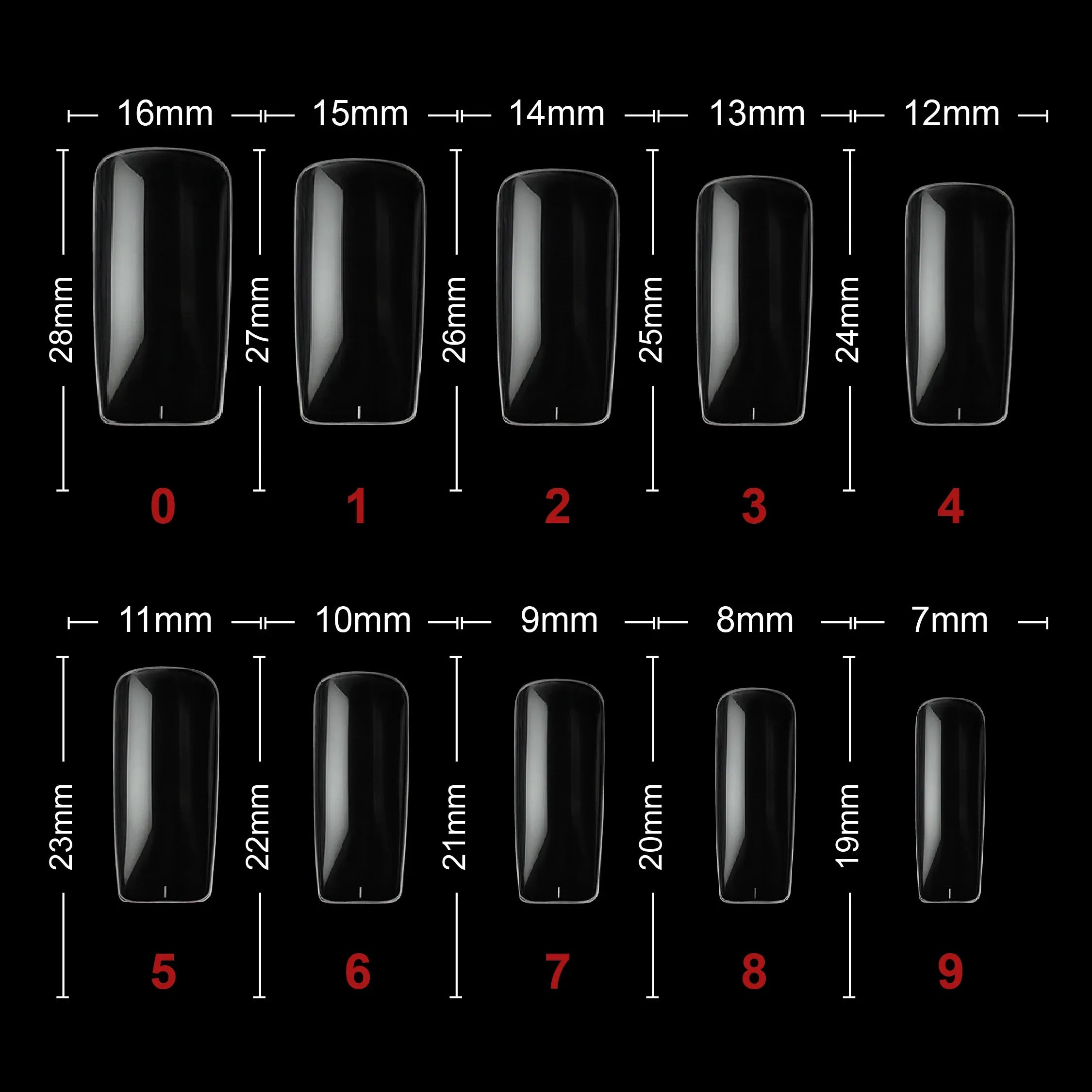 PKT 500pcs Full Cover Tips-Clear
