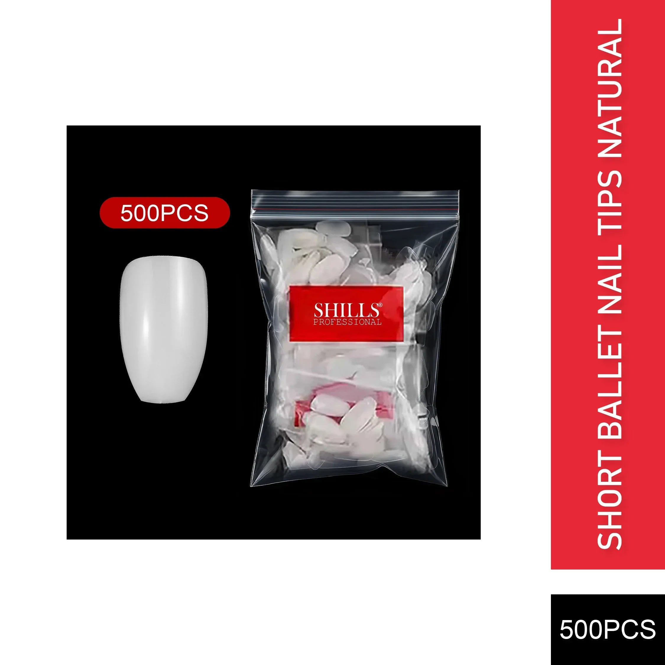 PKT 500pcs Short Ballet Nail Tips Natural