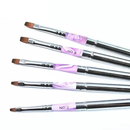 Nail Art Brush Set Silver 6Pcs-NB-21