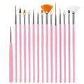 Nail Art Brush Set Pink 15Pcs