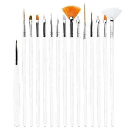 Nail Art Brush Set White 15Pcs