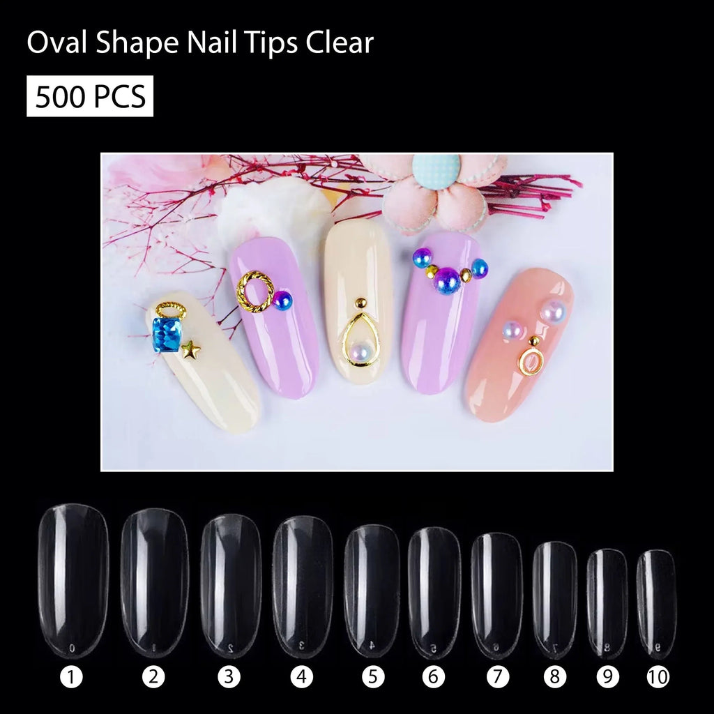 PKT 500pcs Oval Shape Nail Tips Clear