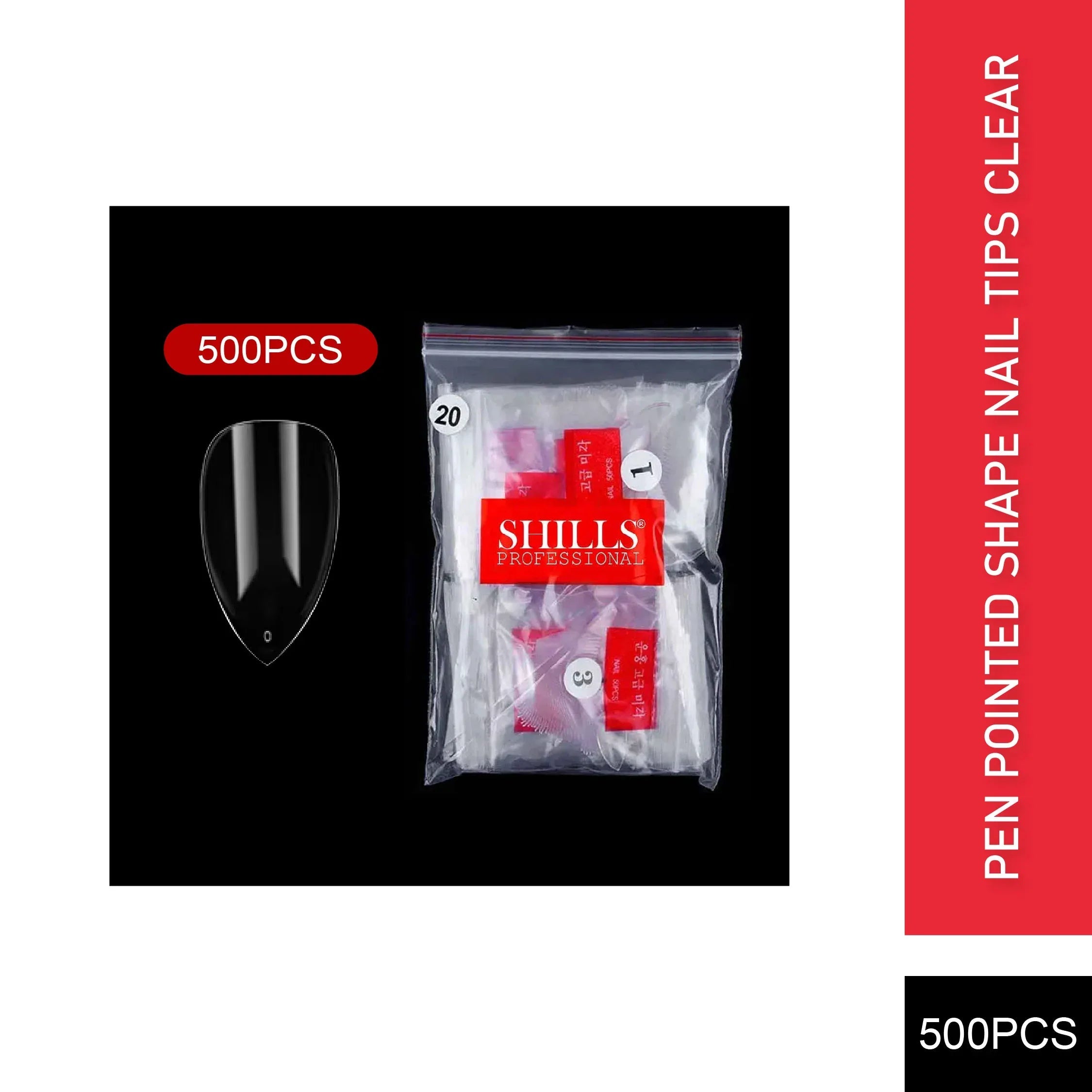 PKT 500pcs Pen Pointed Shape Nail Tips Natural