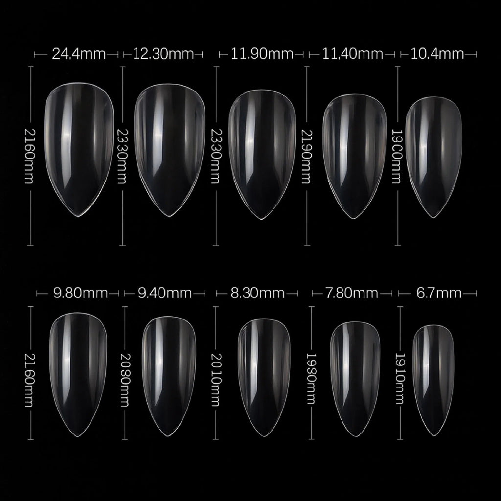 PKT 500pcs Pen Pointed Shape Nail Tips Natural