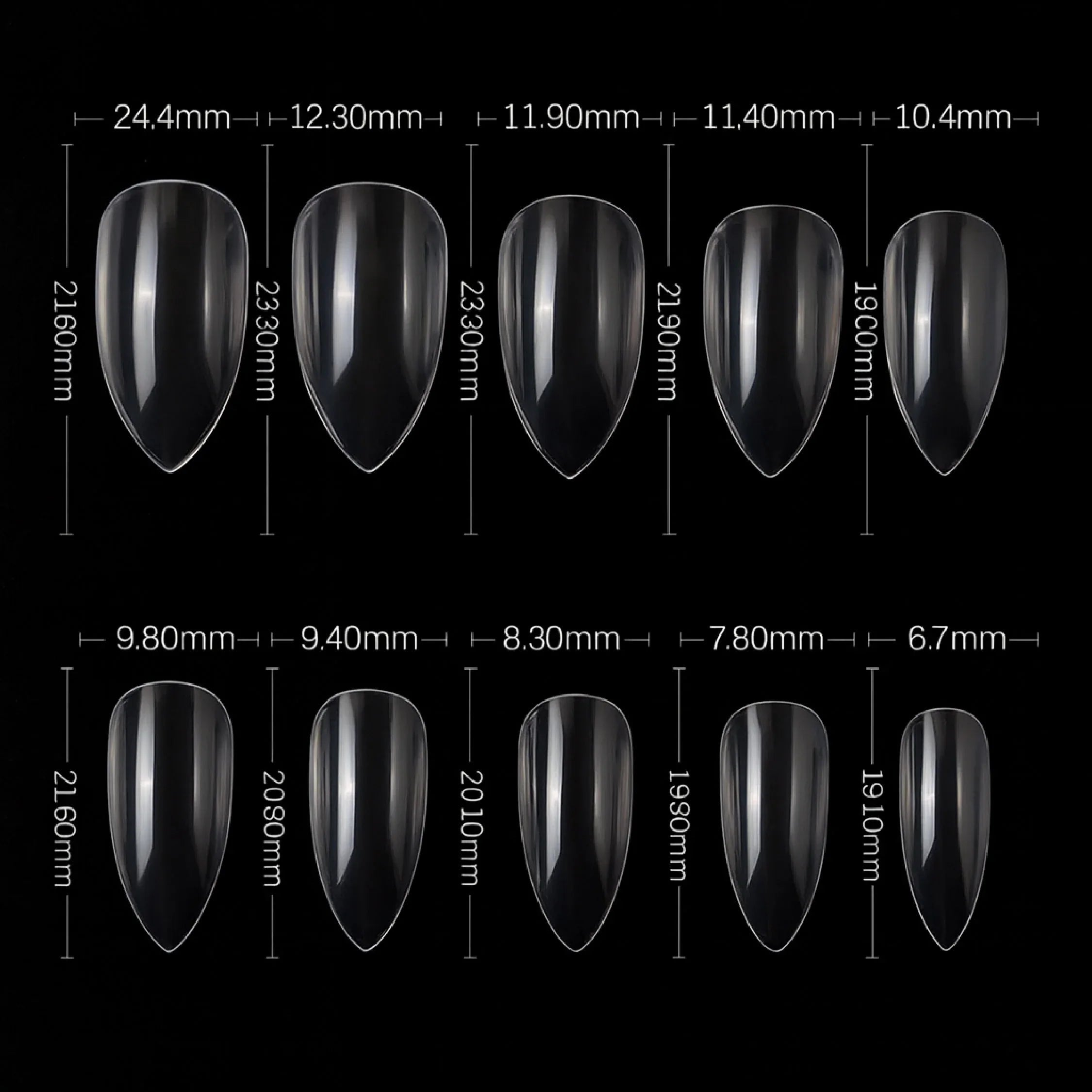 PKT 500pcs Pen Pointed Shape Nail Tips Natural