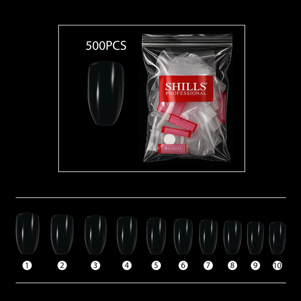 PKT 500pcs Short Ballet Nail Tips Clear