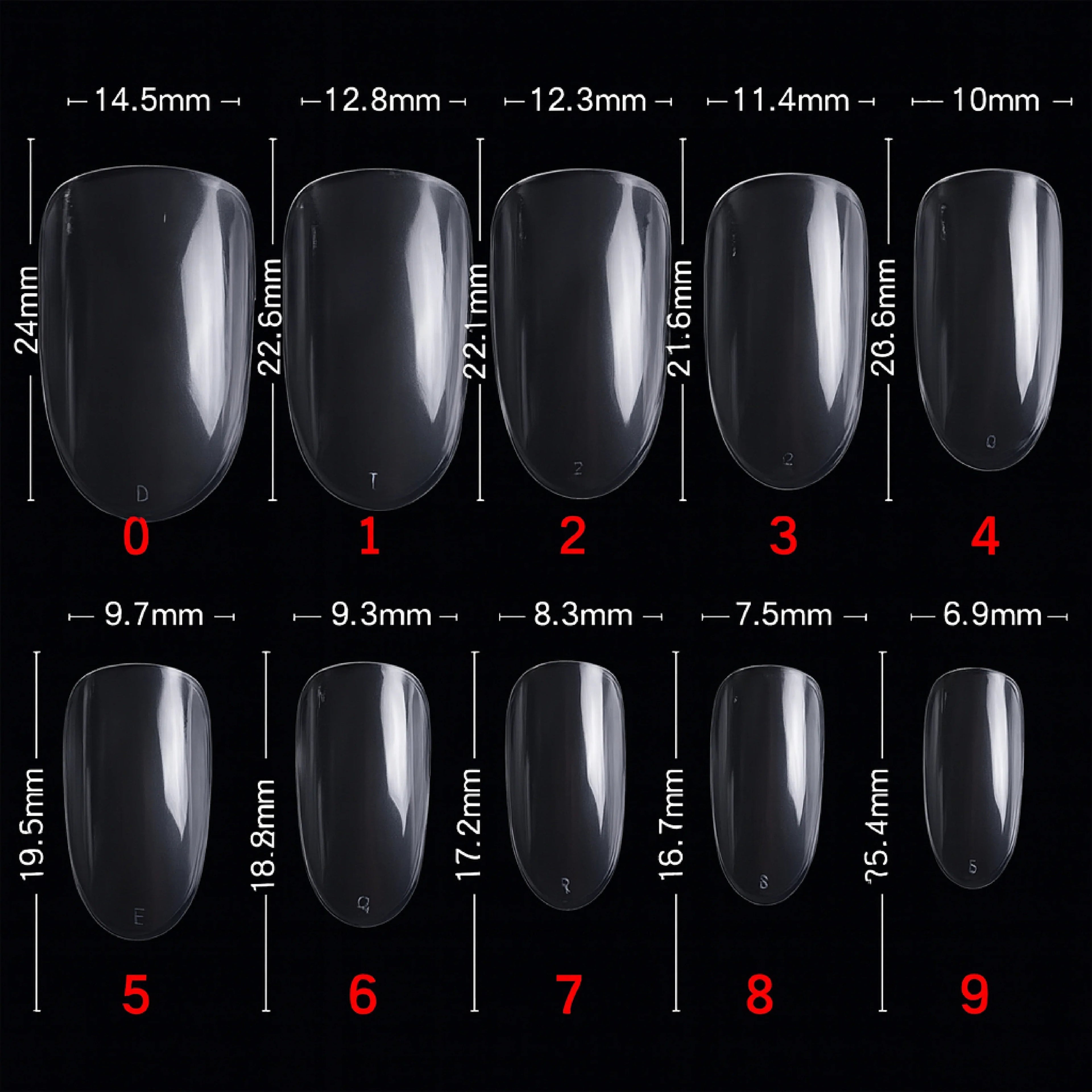 PKT 500pcs Short Oval Nail Tips Clear
