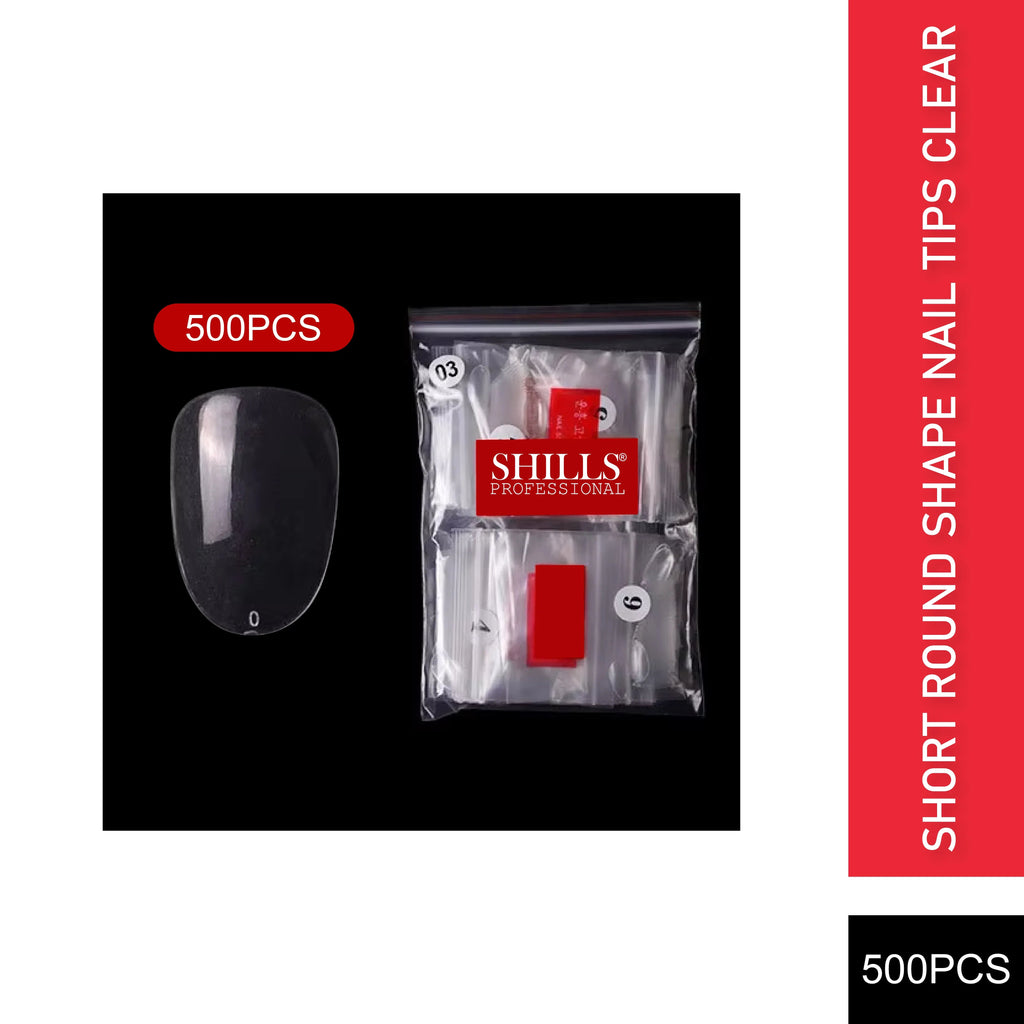 PKT 500pcs Short Round Shape Nail Tips Clear