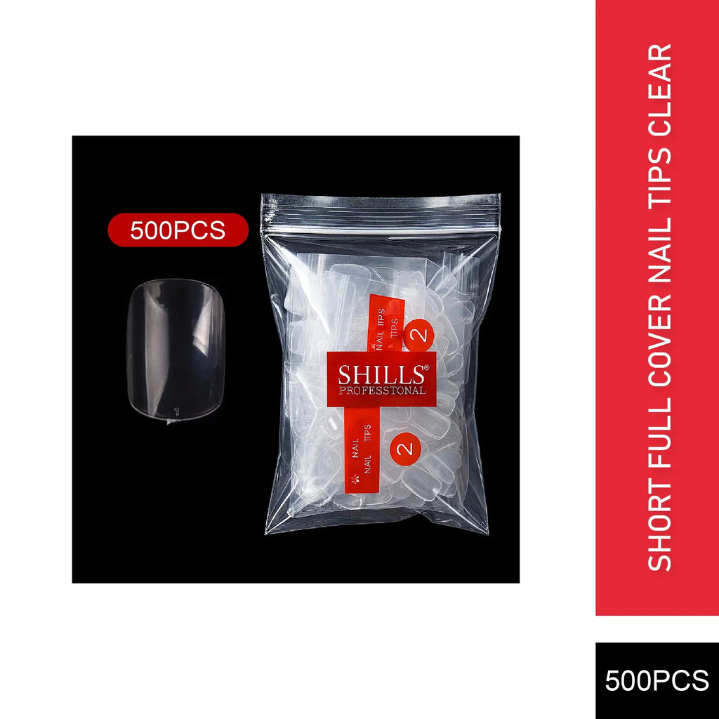 PKT 500pcs Short Full Cover Nail Tips Clear