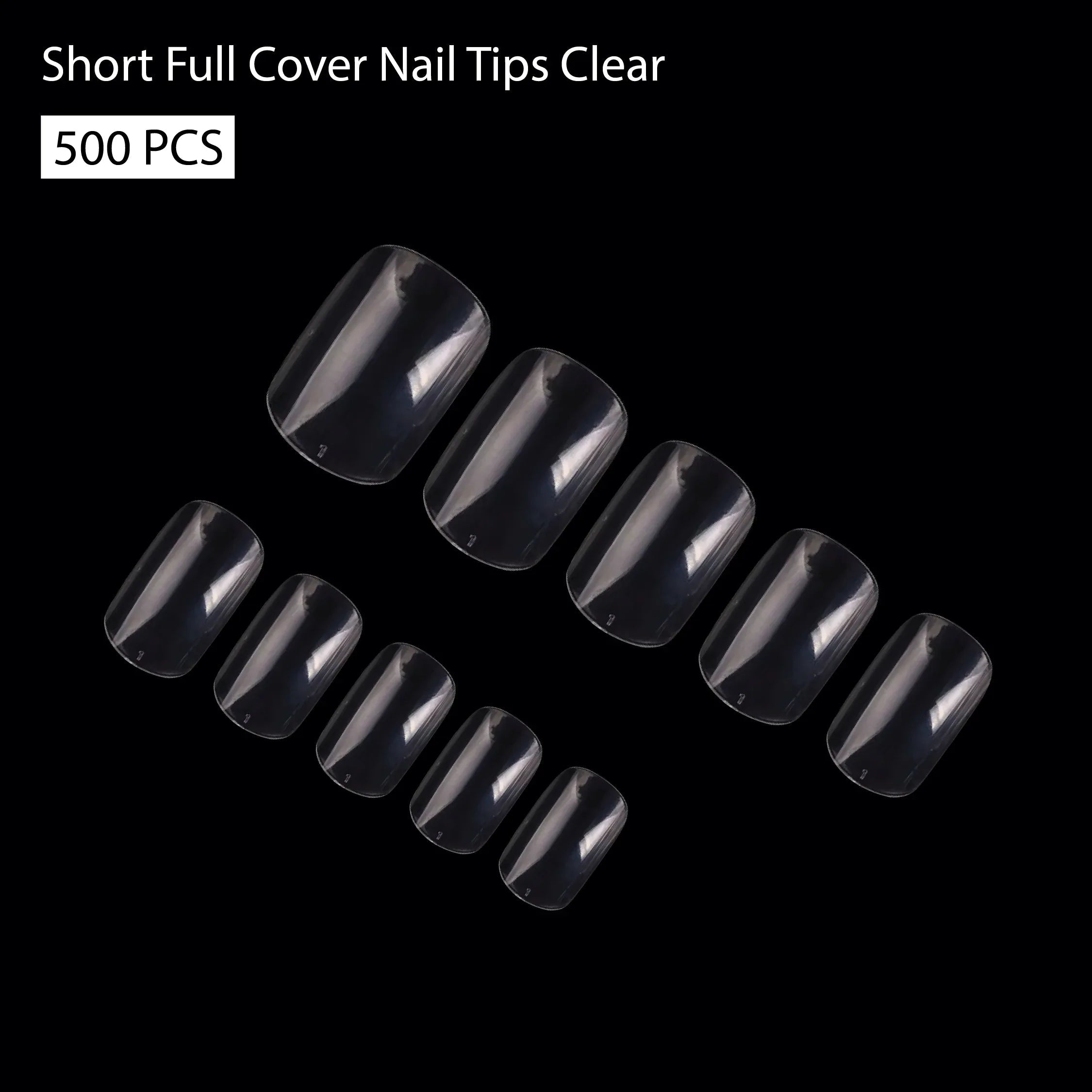 PKT 500pcs Short Full Cover Nail Tips Clear